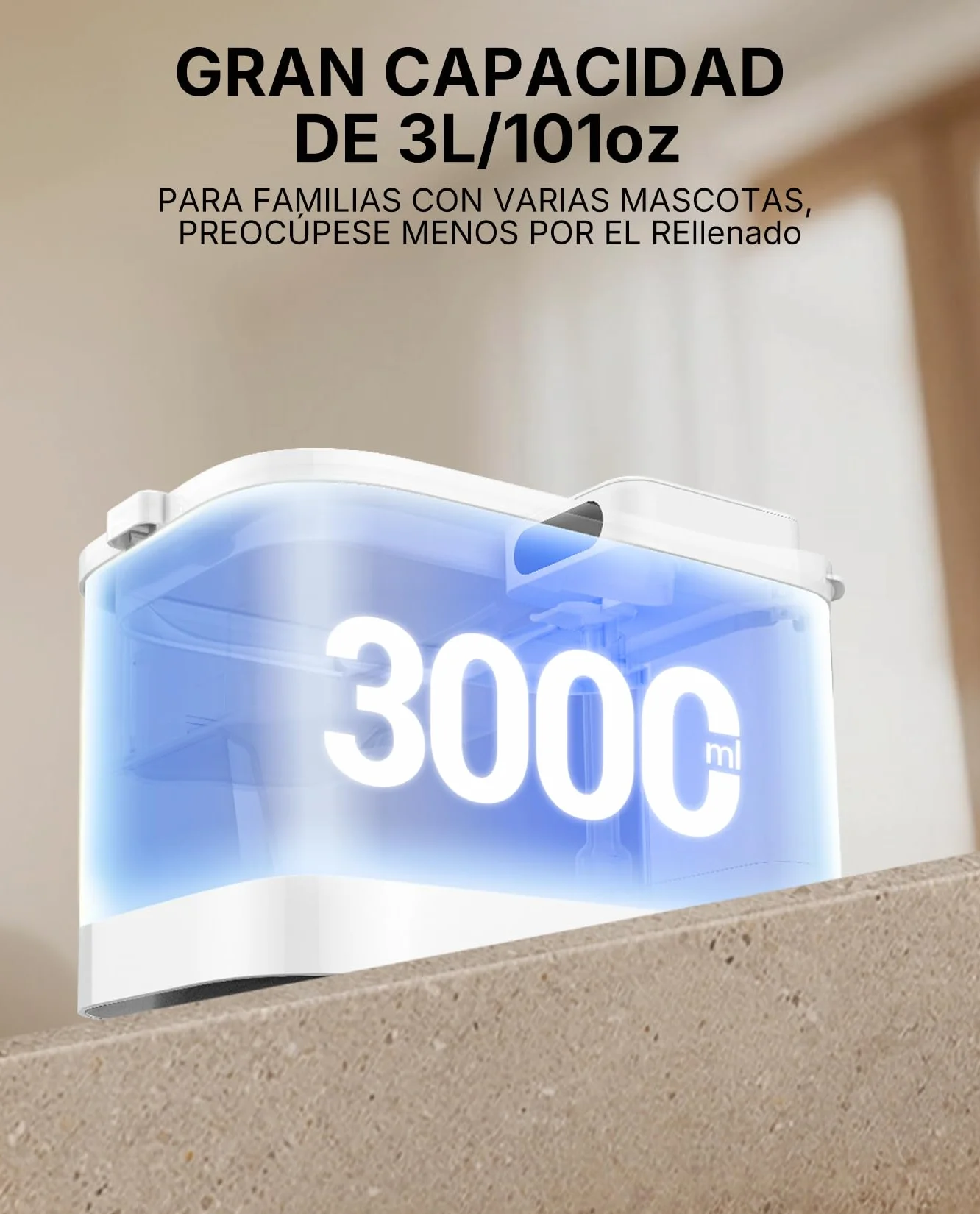 PETKIT EVERSWEET MAX 2 Fuente para Gatos sin Cable, Resistente al Calor, con Sensor de Movimiento, 5000mAh Batería Recargable, Control de App, 3L Bebedero Gatos Automático, Acero Inoxidable