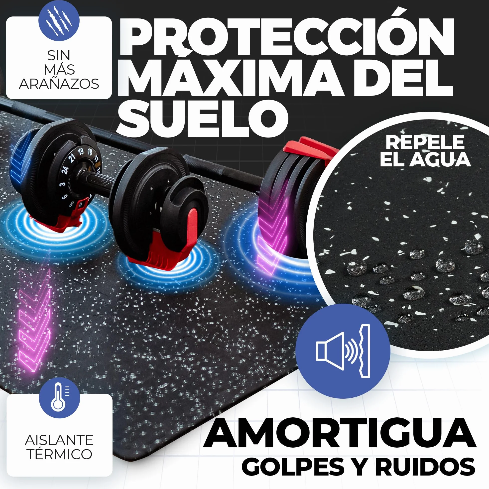 bemaxx Esterilla Fitness Suelo Gimnasio Caucho – Set de 9 Alfombras Puzzle Protector Suelo de Goma