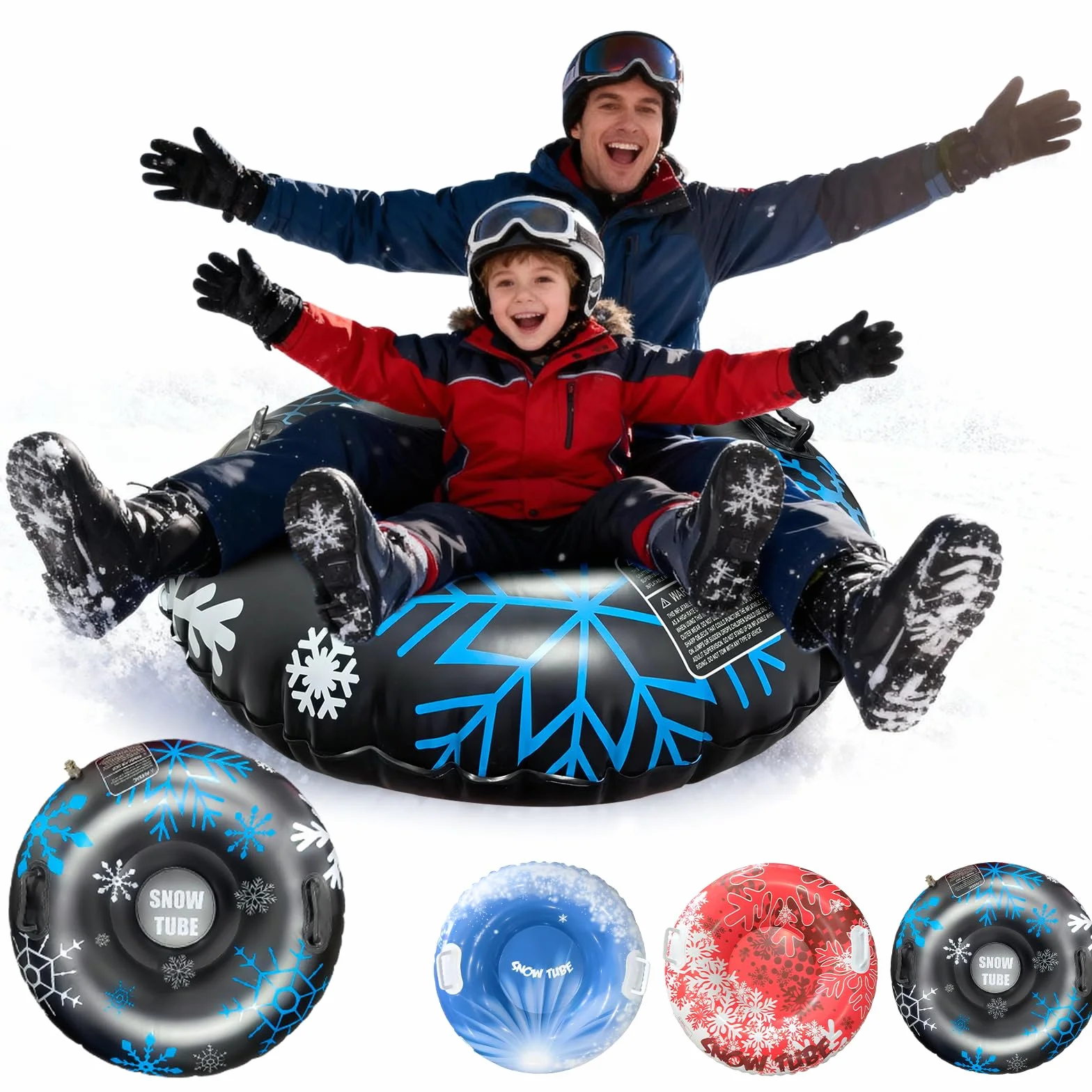 Trineo de Nieve Inflable con Asas de Goma Blanda, Antivuelco, Antifugas, Plegable