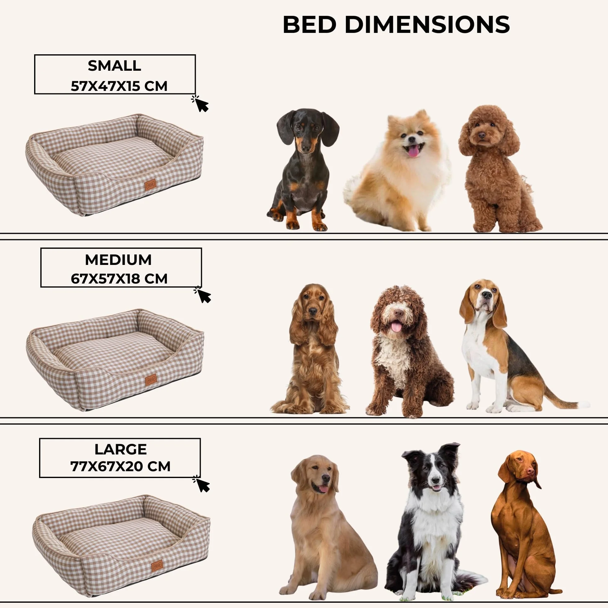PESK Cama Perro Pequeño 57x47x15cm con Hueso de Juguete, Acolchada Relleno de Fibras, Cama Perros Medianos Lavable, Resistente Mordeduras, Camas Perros Medianos Antideslizante, Dog Bed (Beige Talla S)
