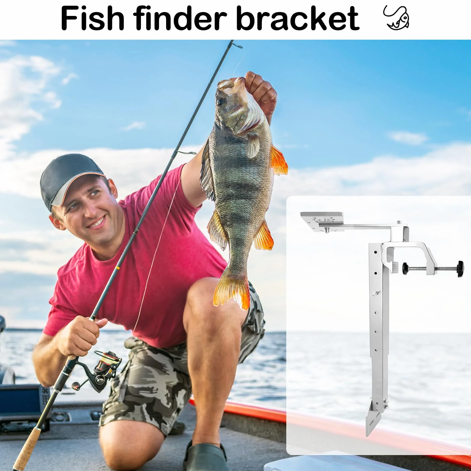 Soporte para Sonda de Pesca, Soporte de Aluminio Giratorio 360° Resistente a la Corrosión, Altura 36-59cm