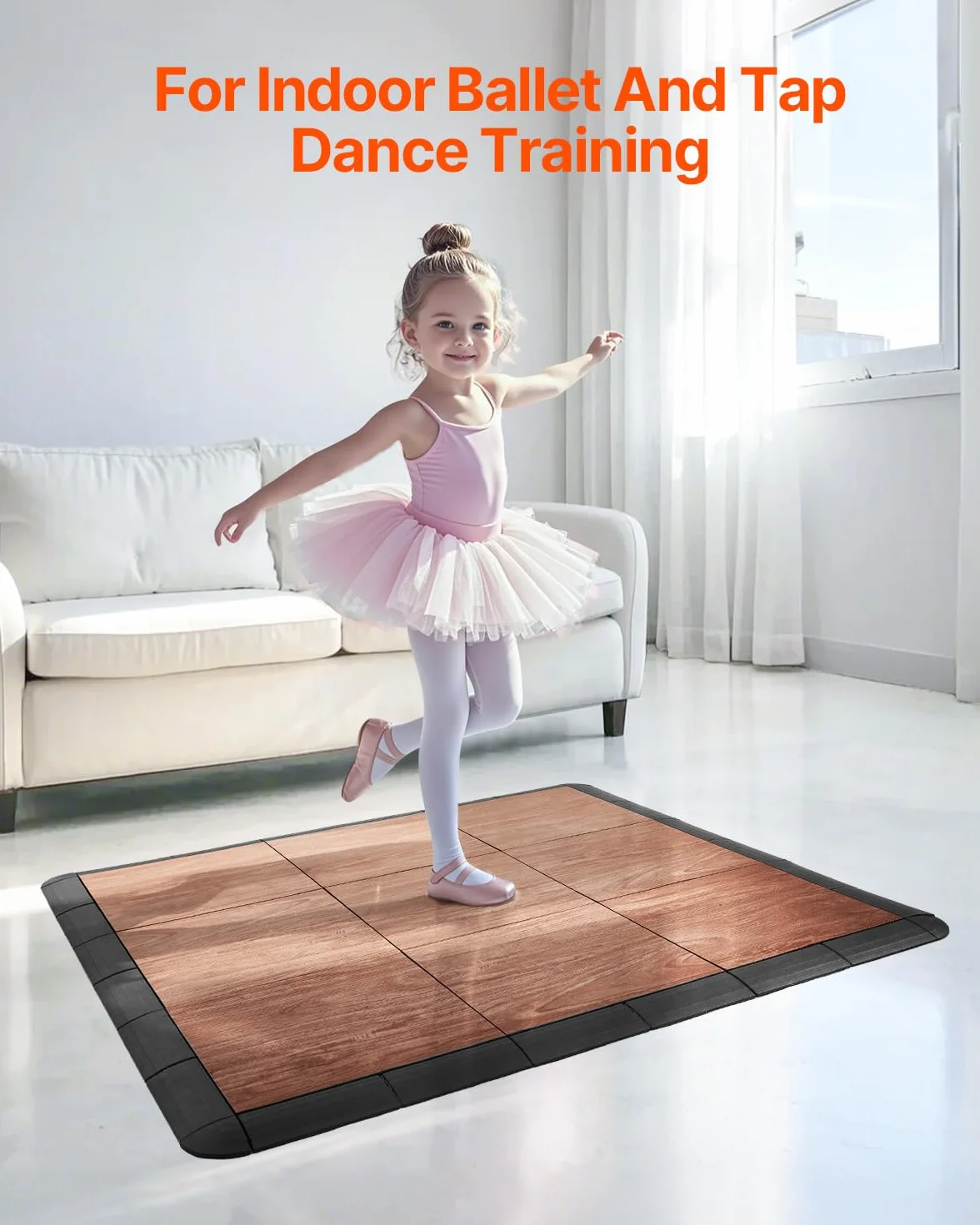 VEVOR Pistas de Baile de PP y PVC, 25 Piezas Entrelazadas, Suelo de Baile Portátil, Veta de Madera de Roble, 25 Pies Cuadrados