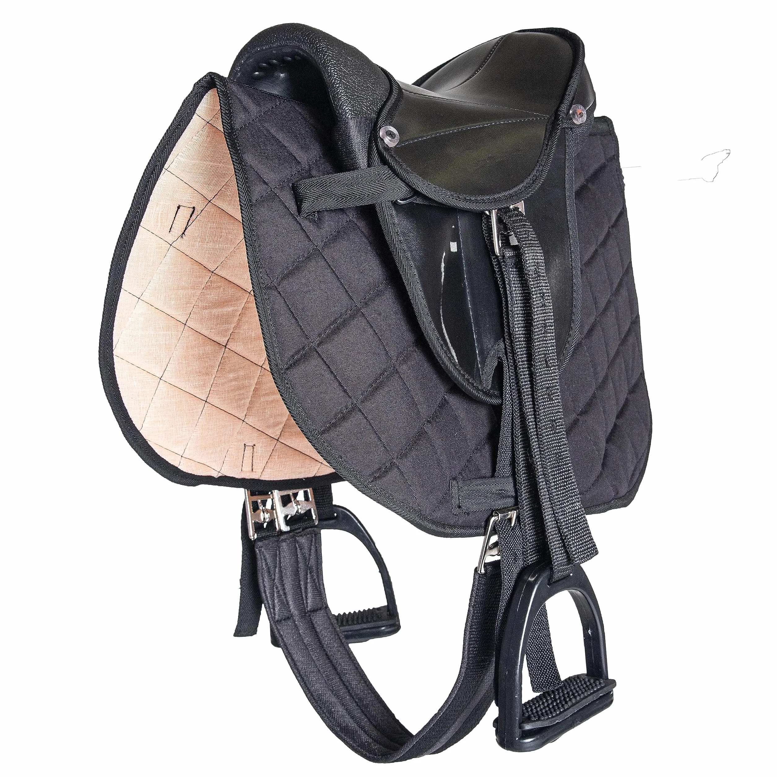 PFIFF 103106 - Juego Completo de sillín para niños Shettys o Caballos de Madera, Color Negro