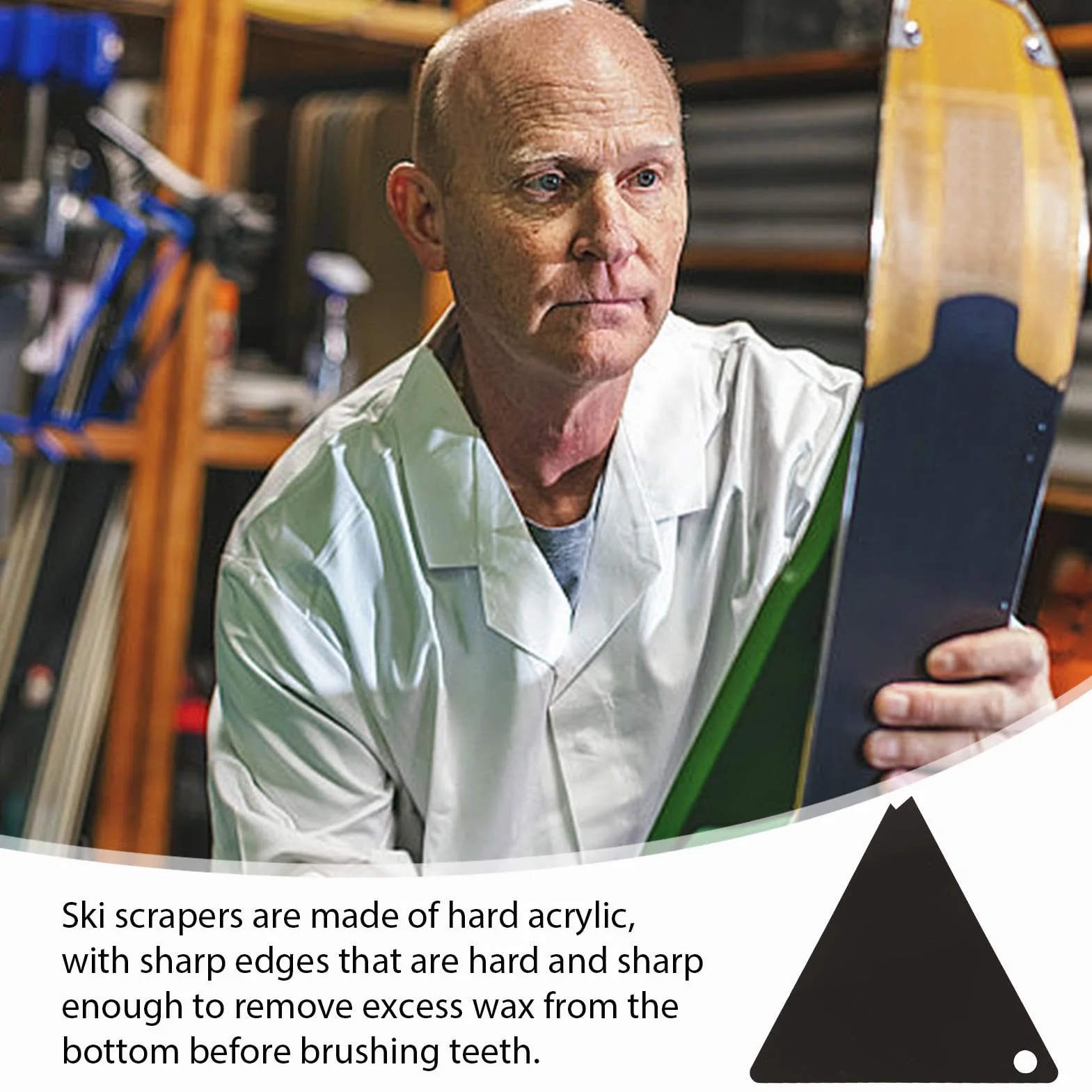Rascador de cera acrílico triangular para snowboard y esquí