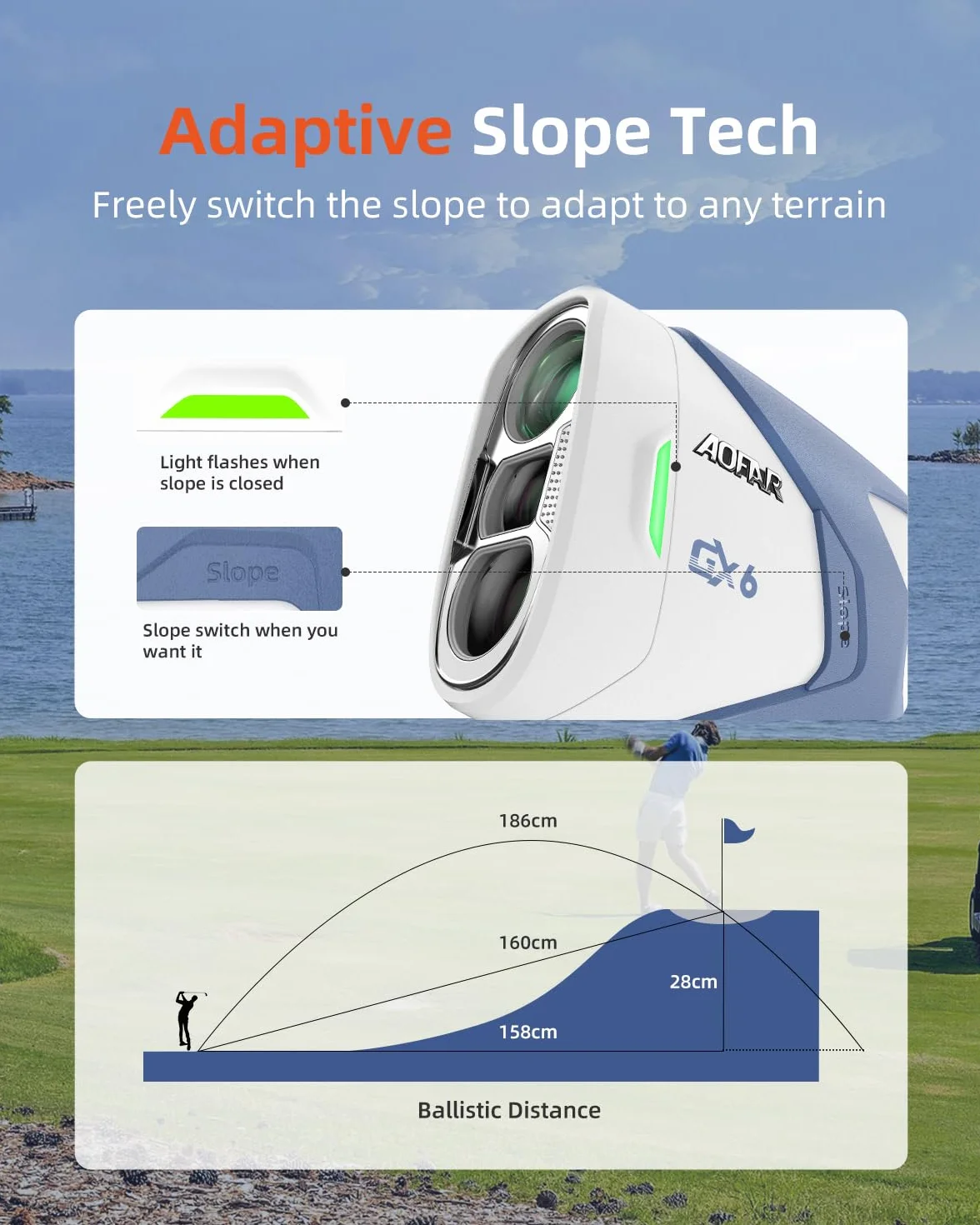 AOFAR GX6 Telémetro de Golf Láser 1000Y Impermeable Recargable