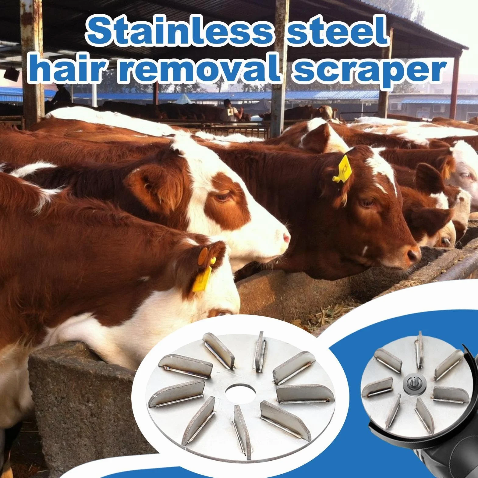 Labor-Saving Pig Hair Remover | 9 Gears Stainless Steel Pigs Hairr Scraper | Multi Gear High Efficient Grooming Tool for Livestock Roosters Slaughter Factory Hen Cows Sheep