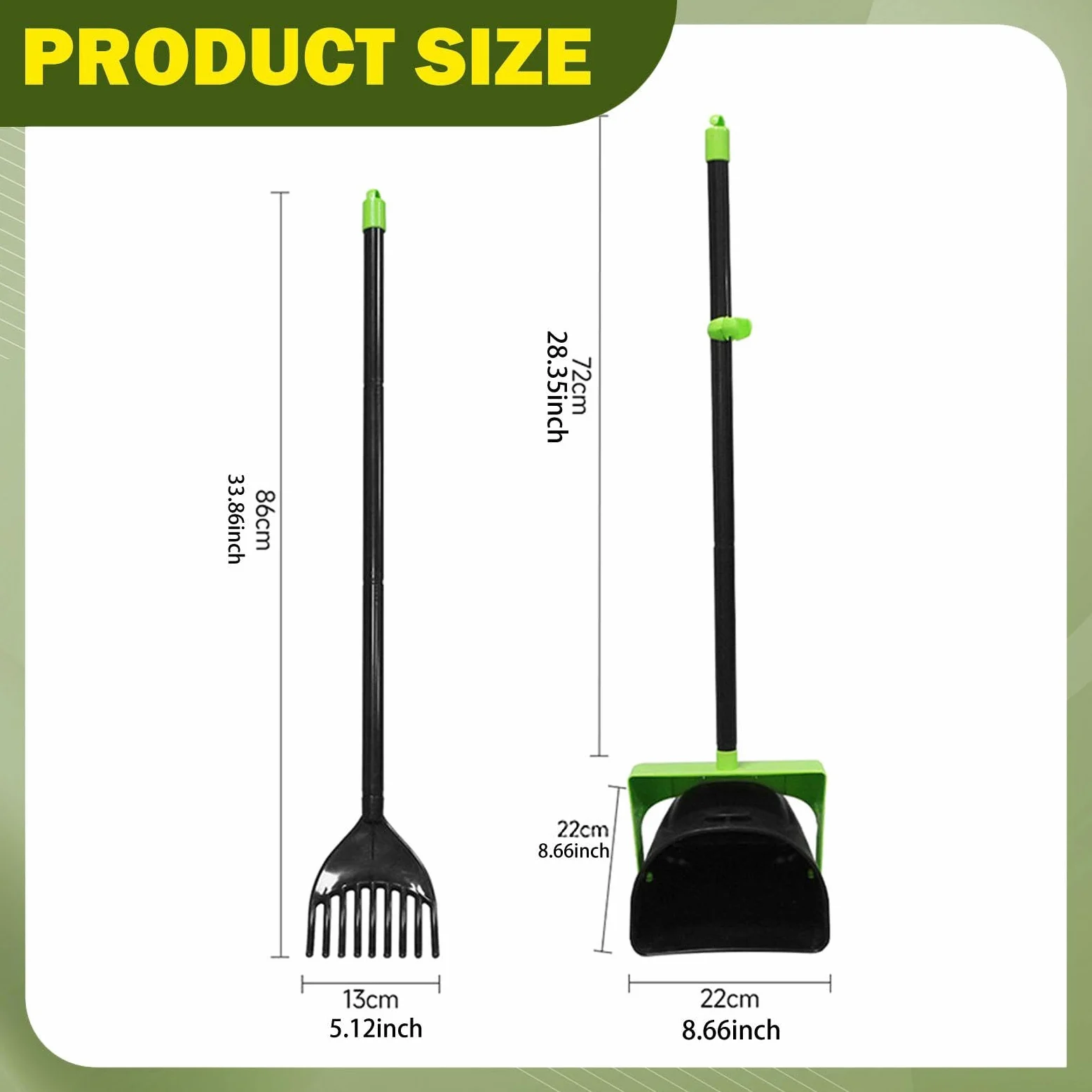 Recogedor de Excrementos de Perro Herramienta con Mango Ergonómico Ligero Portátil Material PP Adecuado para Jardín Patios Paseo de Perros, 2 Piezas, Individual