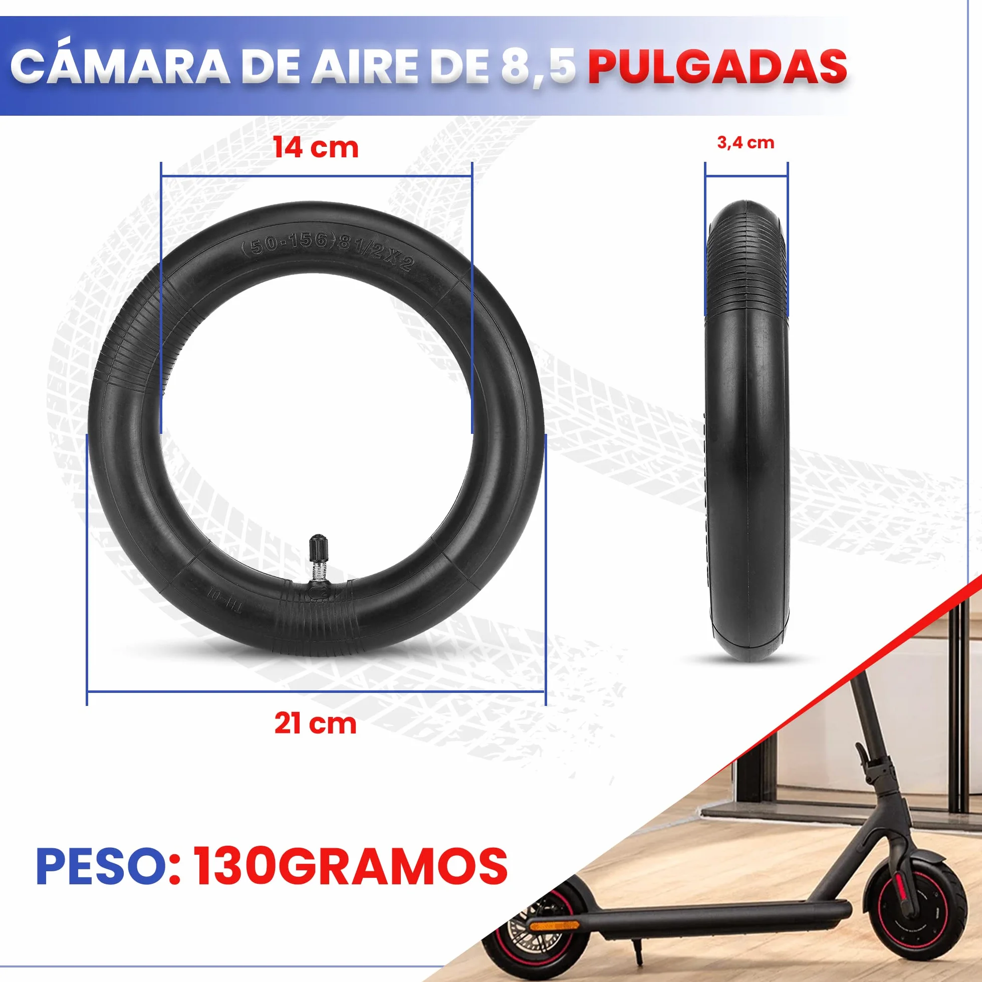 ANSENI Cámaras de Aire de Recambios 8.5 Pulgadas Reforzada Compatible Xiaomi M365 Pro 1S Pro2 2 Unidades