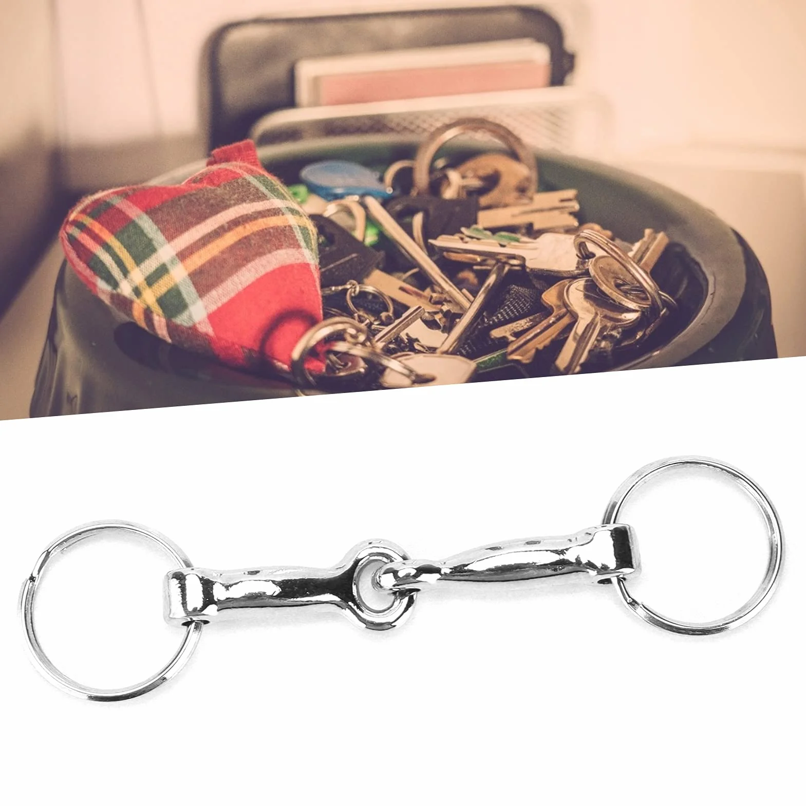Llavero de Pedacitos de Filete de Caballo, Llavero de Pedacito Pelham de Aleación de Zinc, Conector único, Nudo de Llave de Pedacito de Caballo, Llavero Redondo Duradero para Amantes de los Caballos
