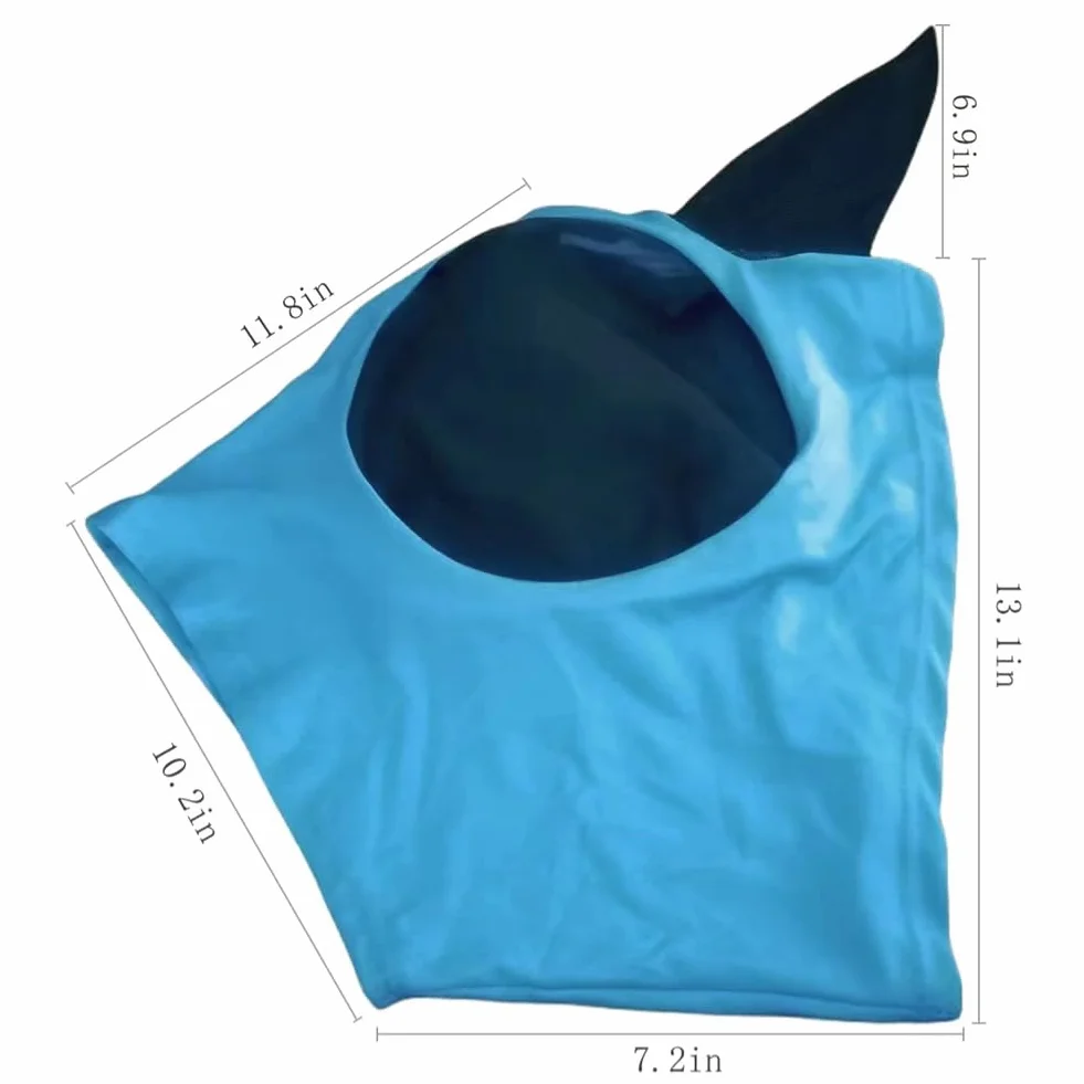 Máscara contra Moscas para Caballos con Orejas Protección UV Azul