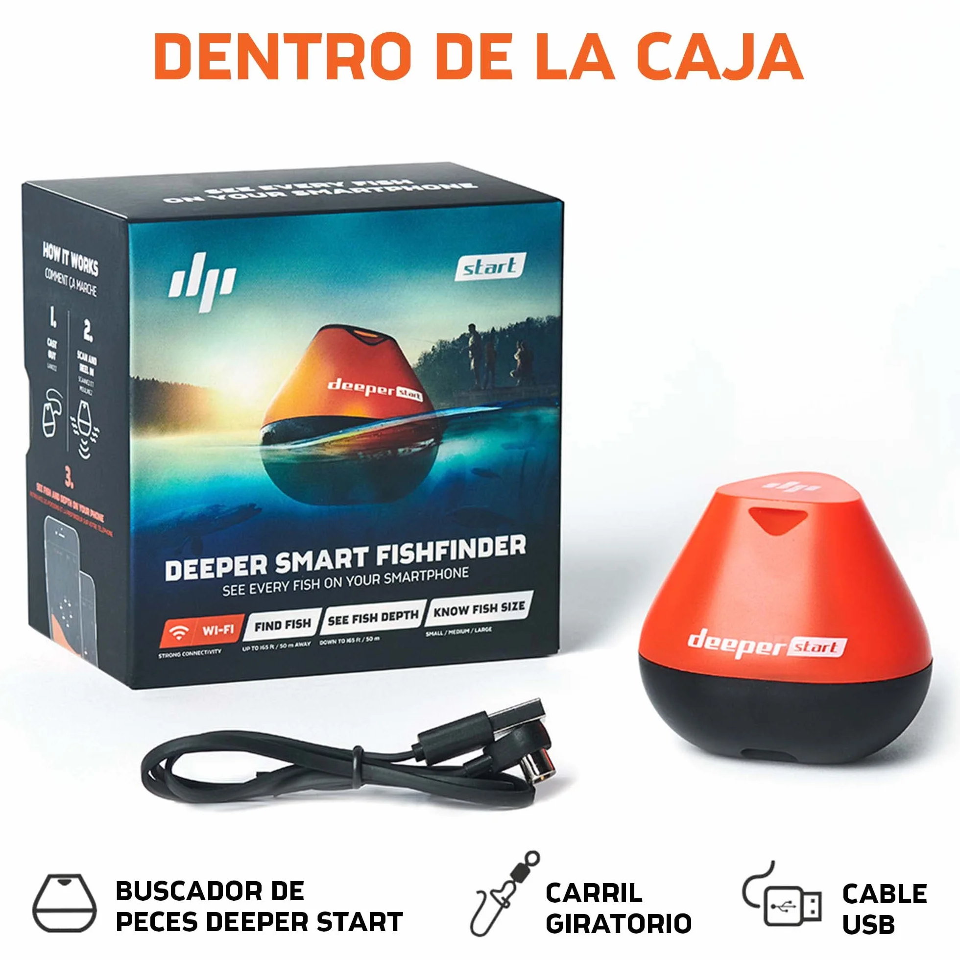 Deeper Start Sonda de Pesca Portátil con WiFi Detector Radar de Peces