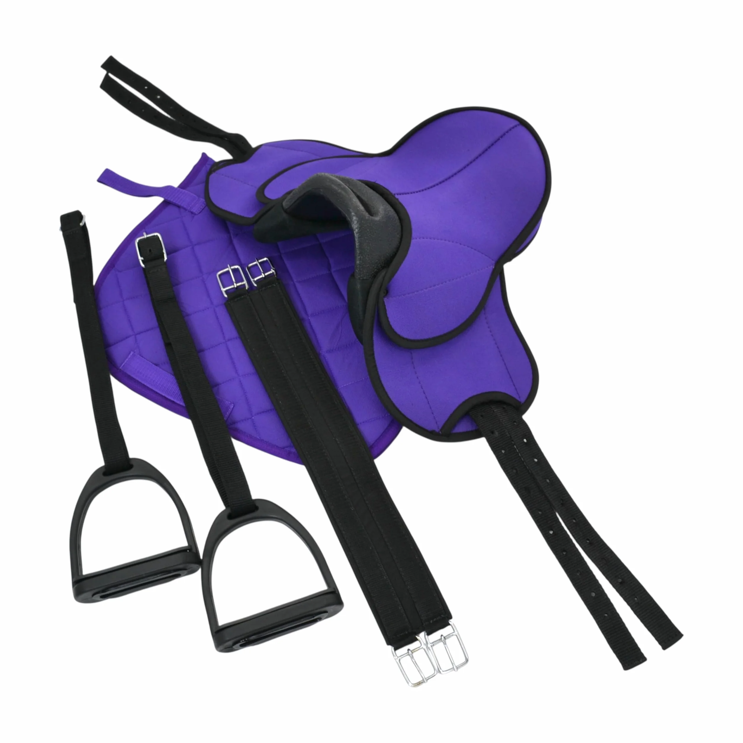 PFIFF 103120 Pro - Juego de sillines para Caballos de Madera o de Juego, Juego Completo para niños, Silla de Montar, Color Morado