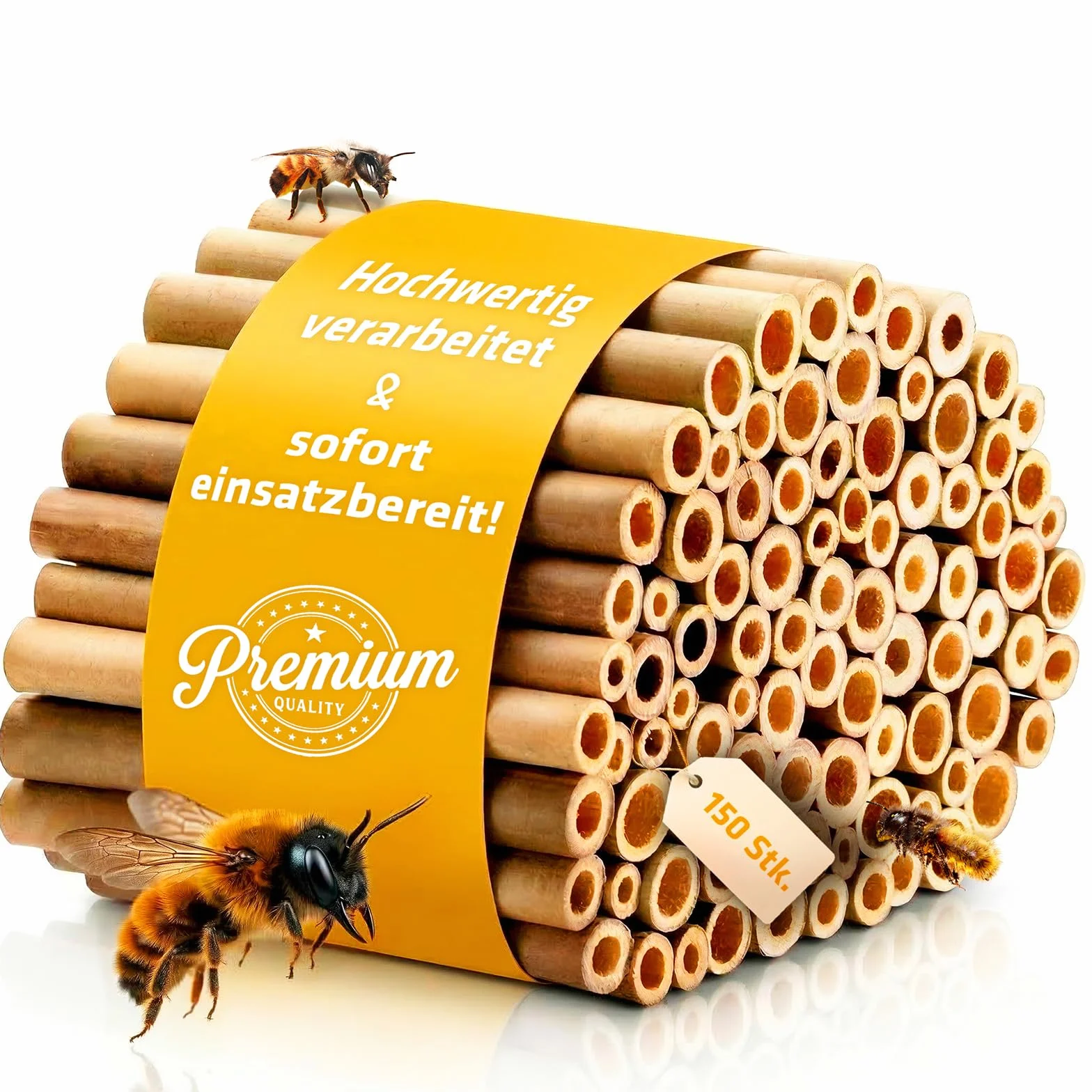 Gardigo® Paquete de 150 I Tubos de Bambú Premium I Relleno para Casa de Bichos, Casa para Abejas, Hotel de Insectos, Casas para Mariposas I Seguros para el Medio Ambiente