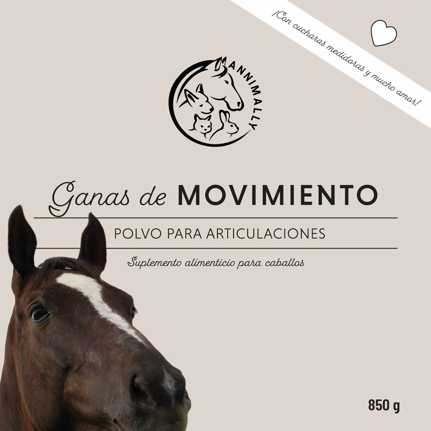 Annimally Polvo para articulaciones de Caballos 850g con Garra del Diablo, MSM Caballos (azufre), glucosamina Caballo, Acido hialurónico, condroitina - Complemento alimenticio Caballos