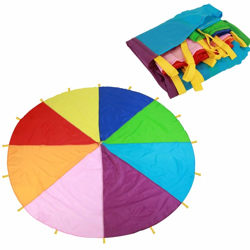 Fafeicy Paracaídas Gigante Multicolor 3 Metros 16 Manijas Tela Oxford