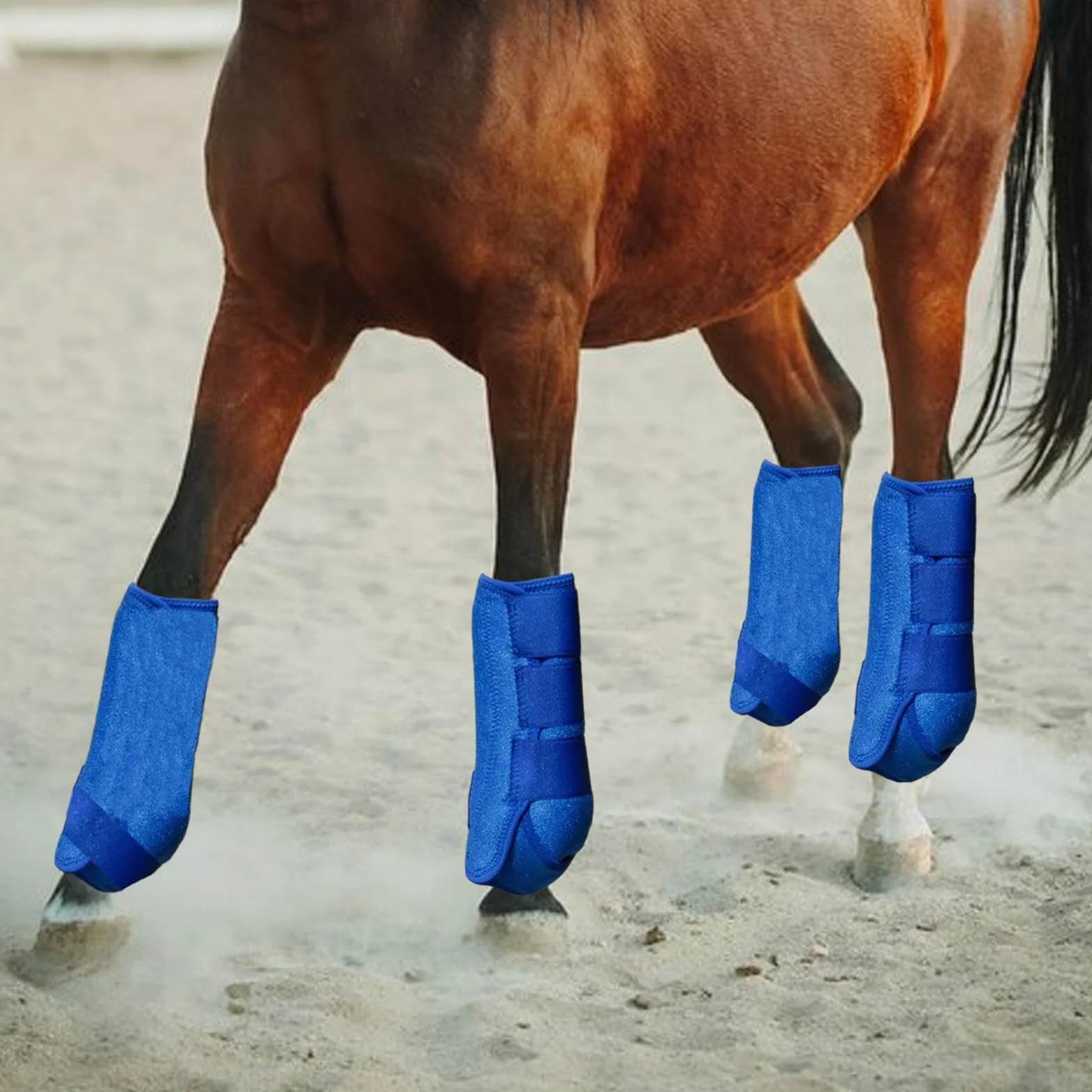4 Uds Botas de Caballo Protectores de Piernas Ajustables Cómodos Neopreno Reutilizables Transpirables Protectores de Caballos Conjunto de Equipo de Pi