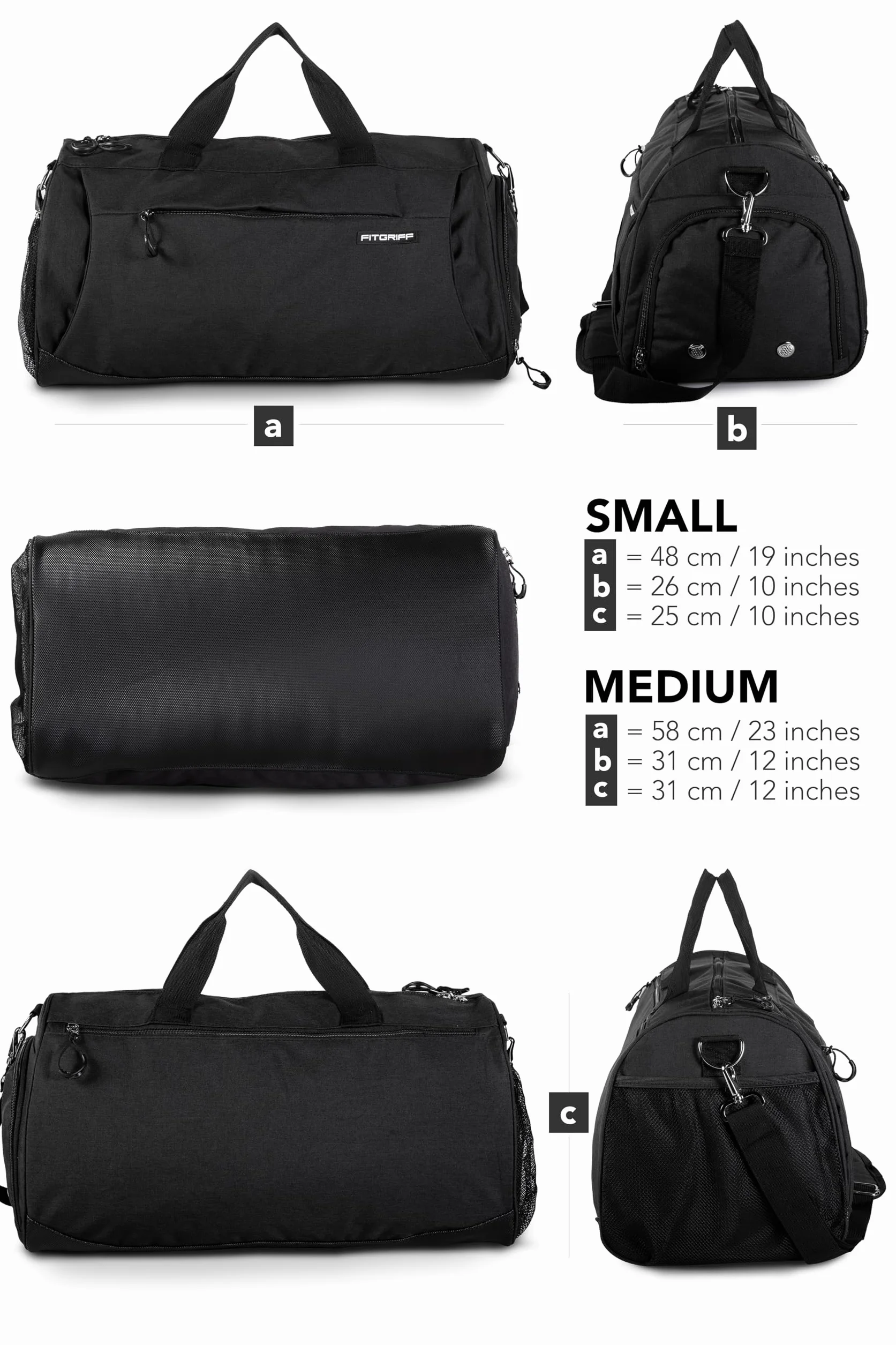 Fitgriff® Bolsa Deporte V1 Mujer y Hombre - Gym Bag con Compartimento para Zapatos y Humeda