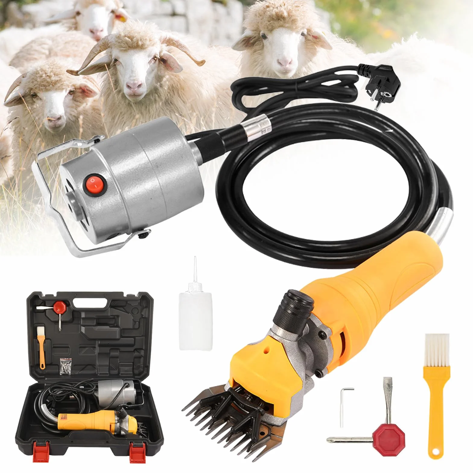 Esquiladora De Ovejas, 1000W Esquiladora Profesional De Ovejas Con Motor De Alta Potencia Y Cable De AlimentacióN 5m Esquiladora EléCtrica De Ovejas 13 Dientes 2400 Rpm Para Ovejas Cabras Y Alpacas