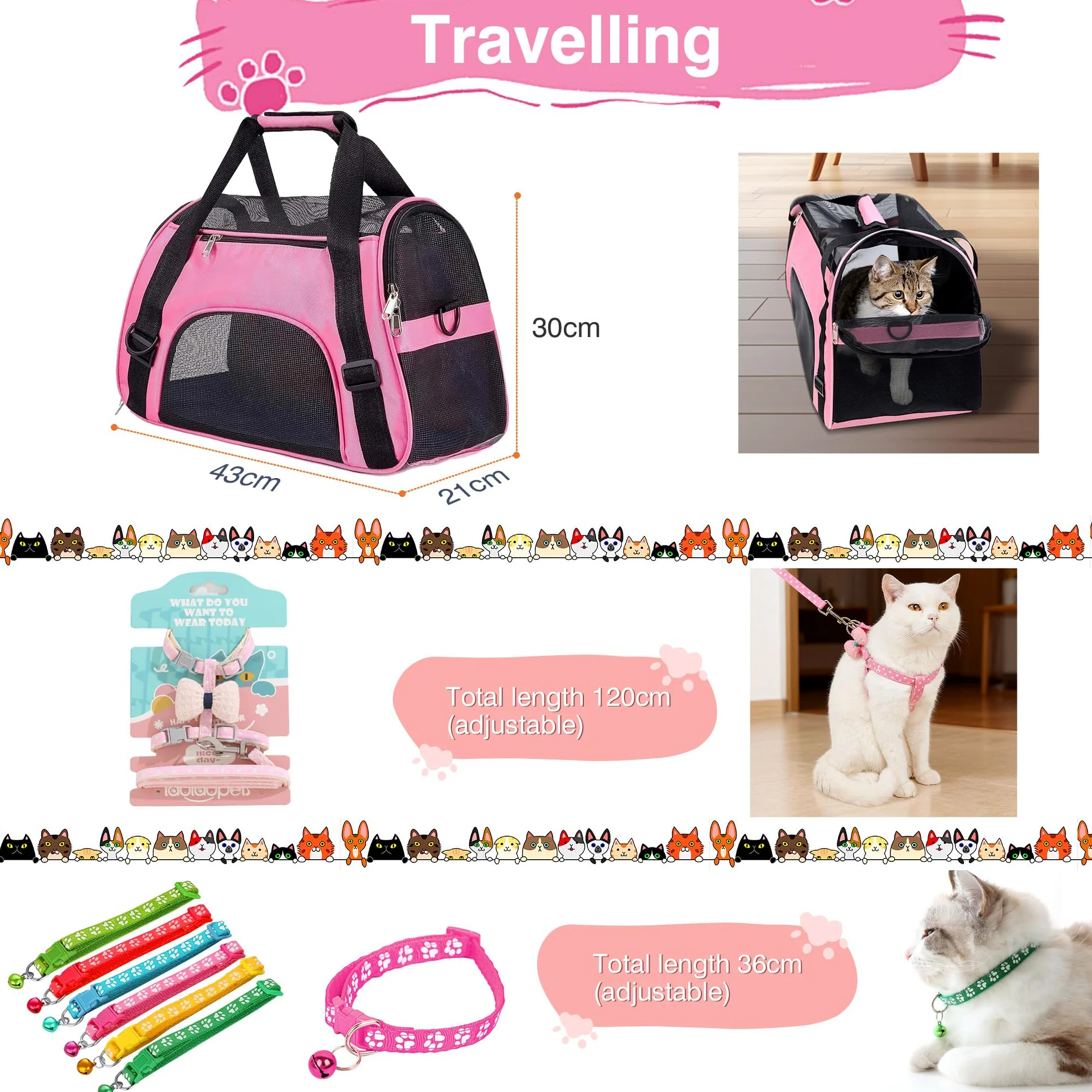 Kit de iniciación de gatitos de alta calidad de 36 piezas para gatos de interior, juego completo de artículos esenciales para gatos con caja de arena de acero inoxidable, bolsa de transporte, cama