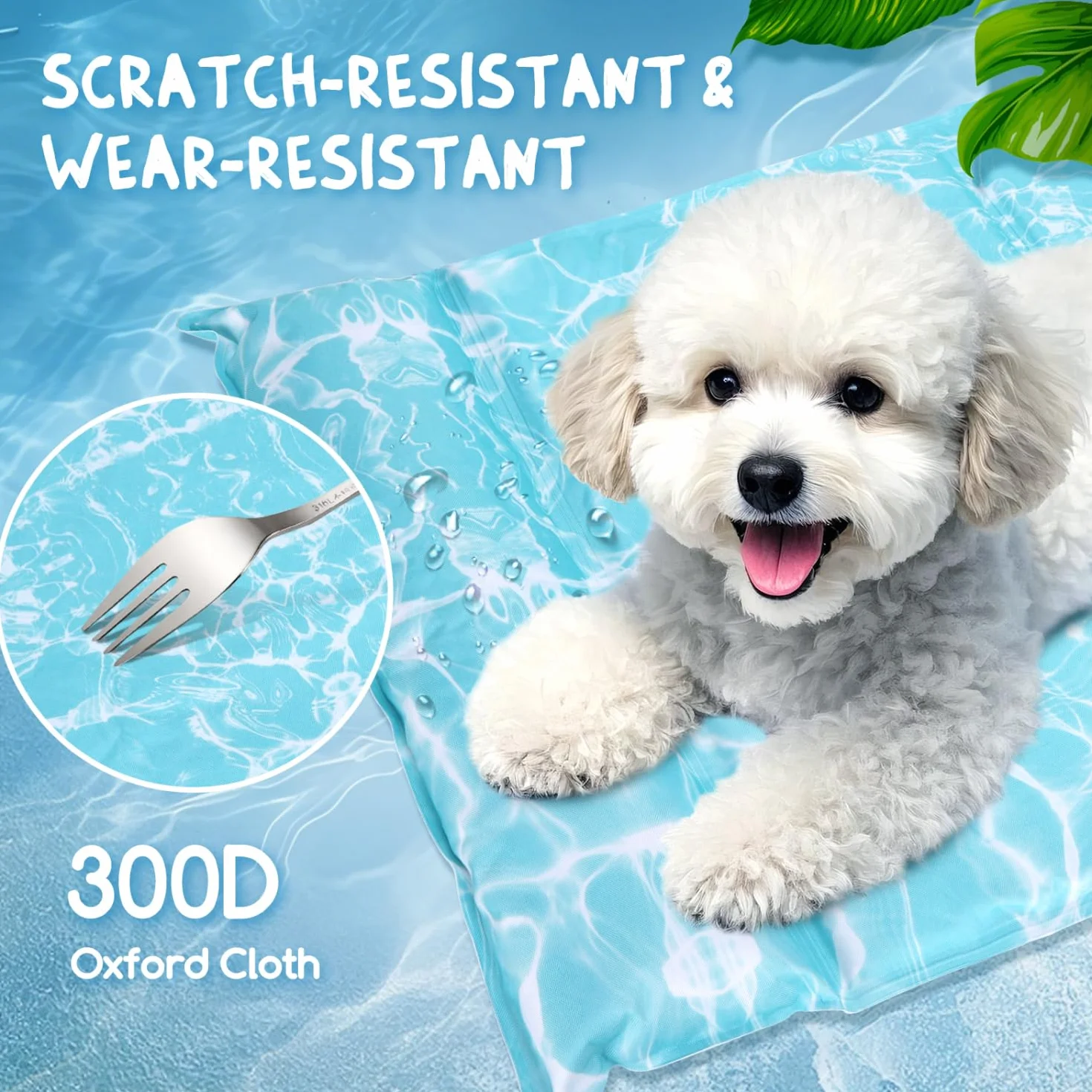 Nobleza Manta Cama Refrescante para Perros y Gatos, Alfombra Refrescante Perro Diseño con 6cm Almohada Cervical Añadida, Gel No Tóxico y Auto-Refrescante, Tela Oxford 300D Resistente, 102x50cm