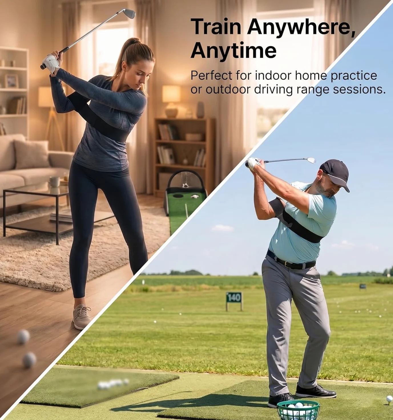 Meiso Brazalete de entrenamiento para golf ajustable corrección swing elástico nailon