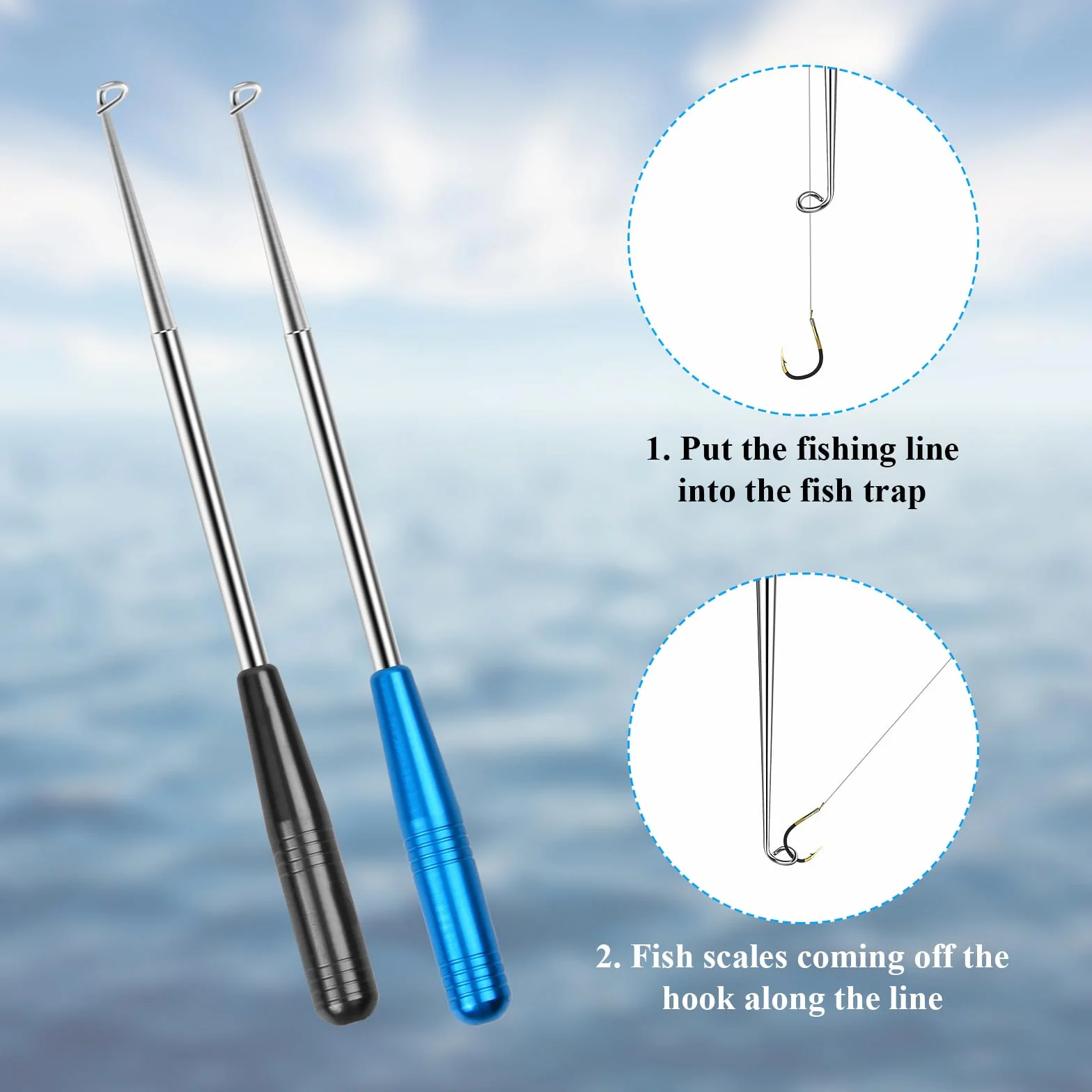 Removedor de Gancho Pesca Acero Inoxidable Extractor de Anzuelos con Tubo de Almacenamiento 17cm