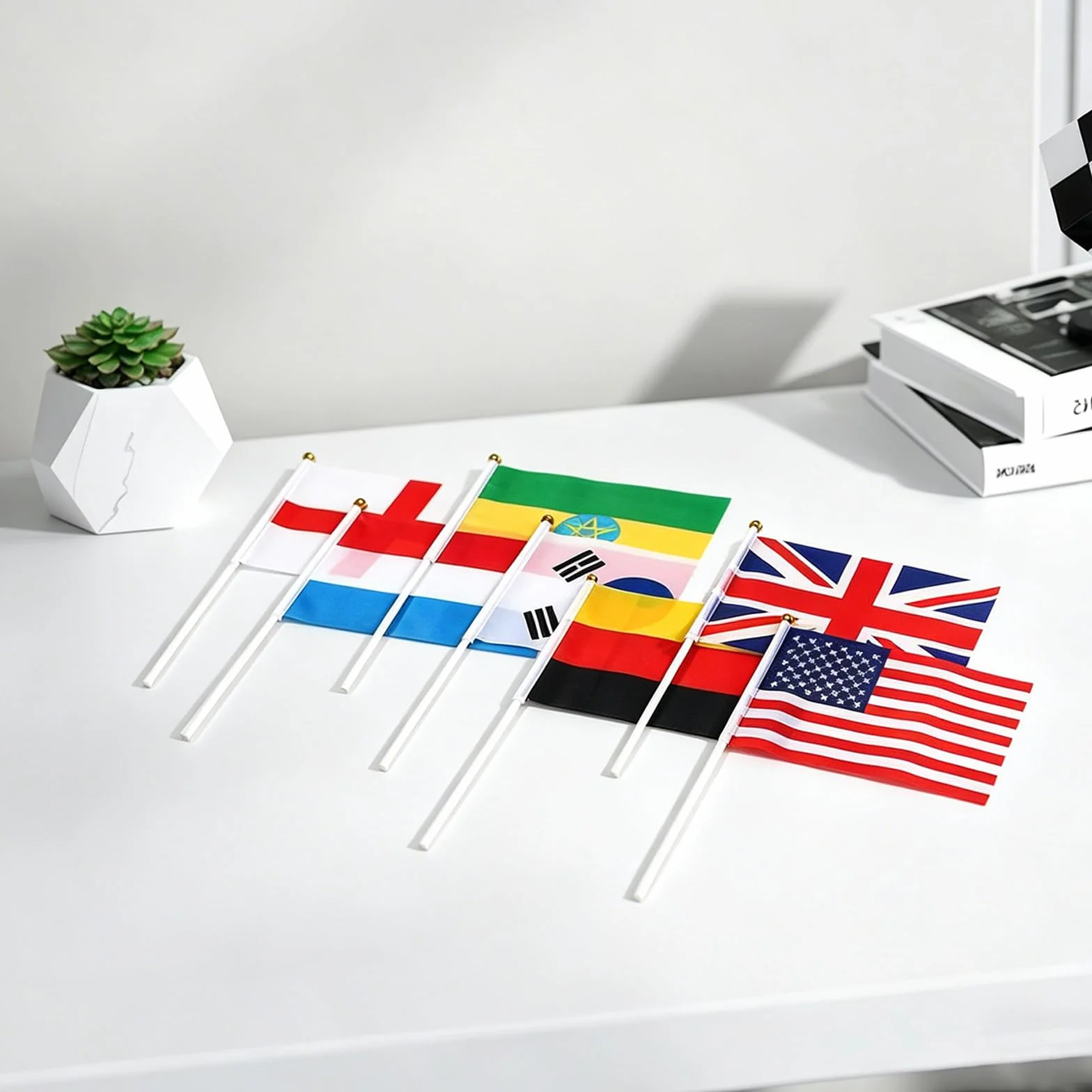Banderas del Mundo Set 32 Países 14x21cm Poliéster Doble Cara Decor Copa Mundial