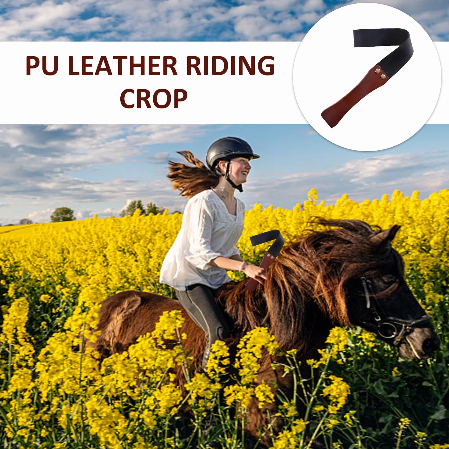 Látigo De Equitación De 1 Pieza con Mango De Madera, Látigo De Equitación De Cuero De PU, Herramientas De Impacto, Accesorios De Equitación, Accesorios De Entrenamiento De Equitación
