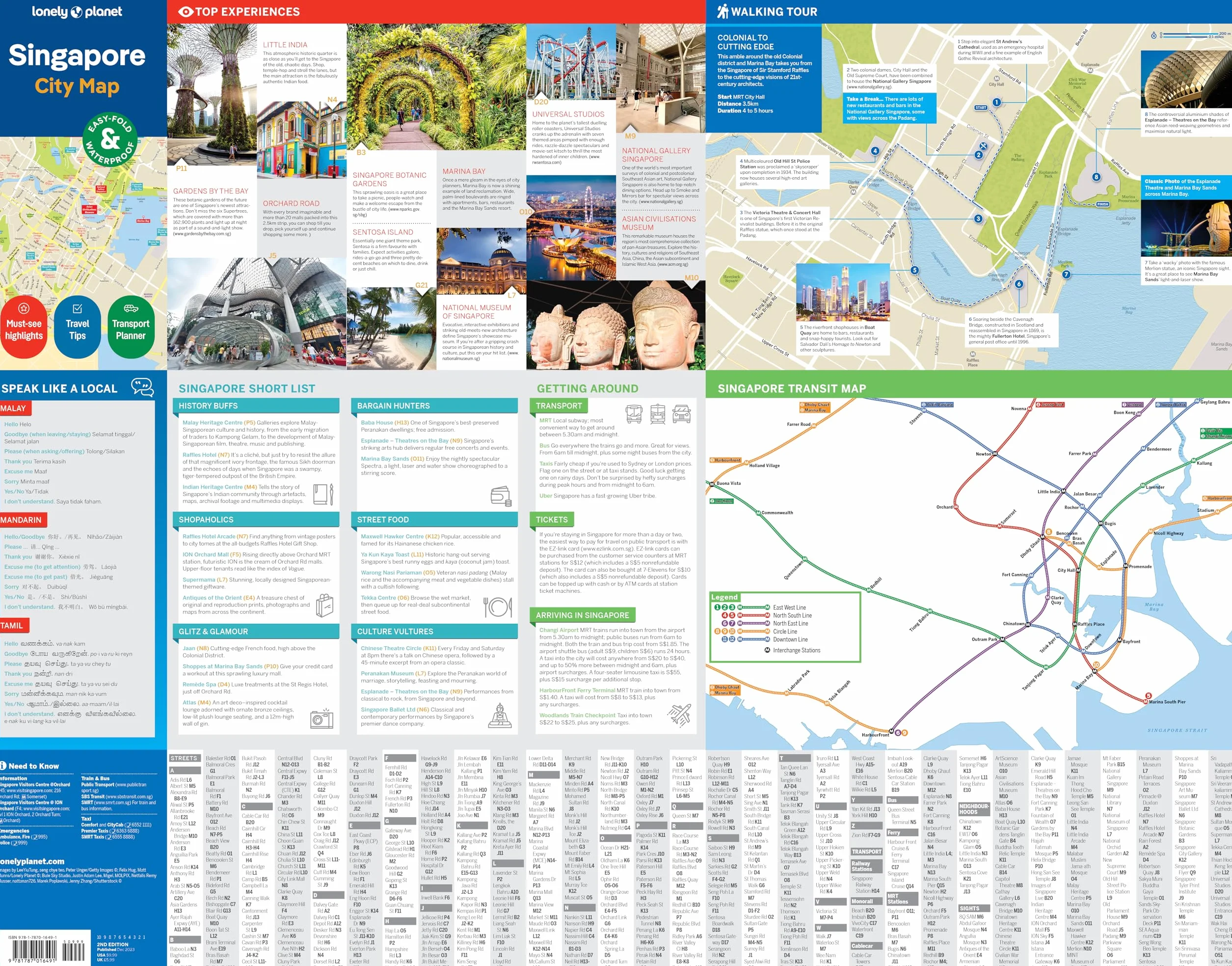 Lonely Planet Singapore City Map Waterproof Easy-Fold Planning Map Attractions Walking Tours