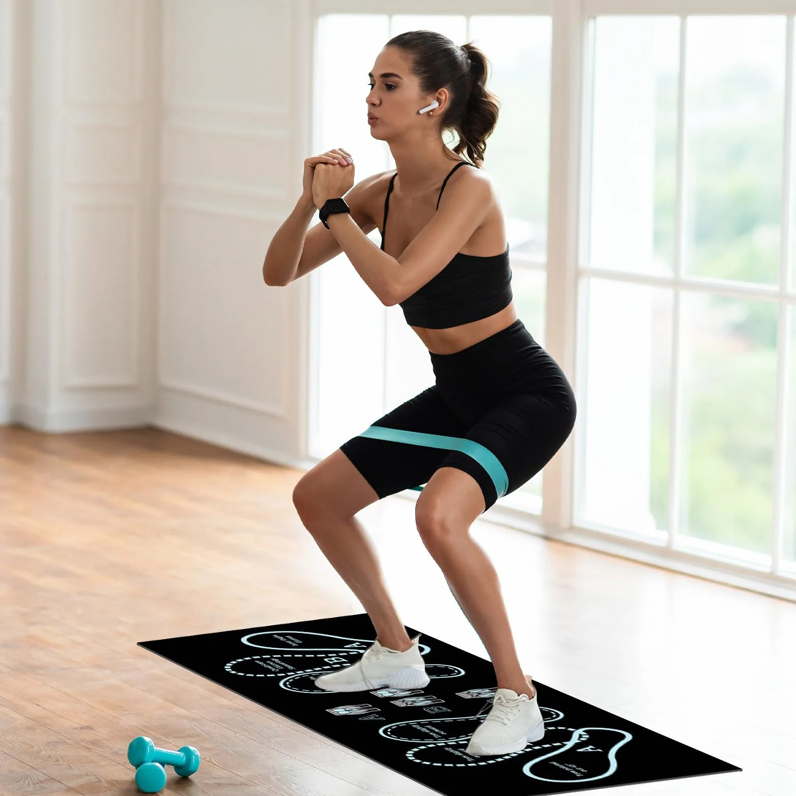 Esterilla antideslizante para sentadillas con posicionamiento de pies, accesorio deportivo para entrenamiento en casa