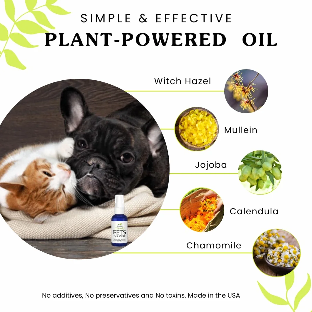 Isabella's Clearly Aceite natural para orejas de perros y gatos para eliminar la cera y aliviar el picor con caléndula, hamamelis y gordolobo