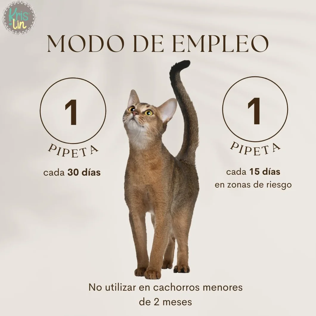 Pipetas Repel para Gatos con Margosa, Geraniol Y Lavandino, contra pulgas, garrapatas e Insectos, Blister con 2 Unidades