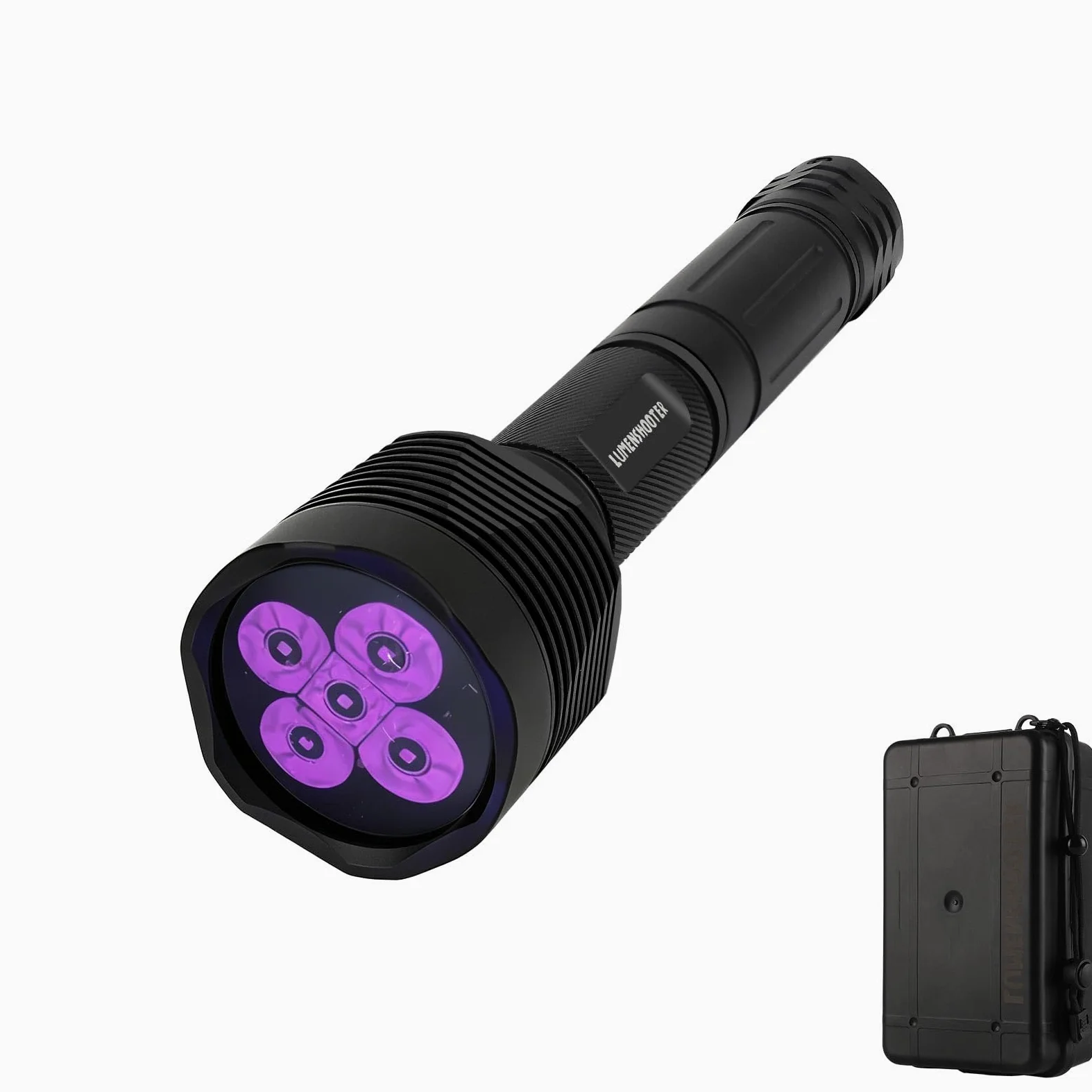 LUMENSHOOTER Linterna UV S5, linterna de luz negra súper brillante con 5 LED, para curado de resina UV, caza de rocas, detección de orina de mascotas, caza de escorpiones (365 NM)