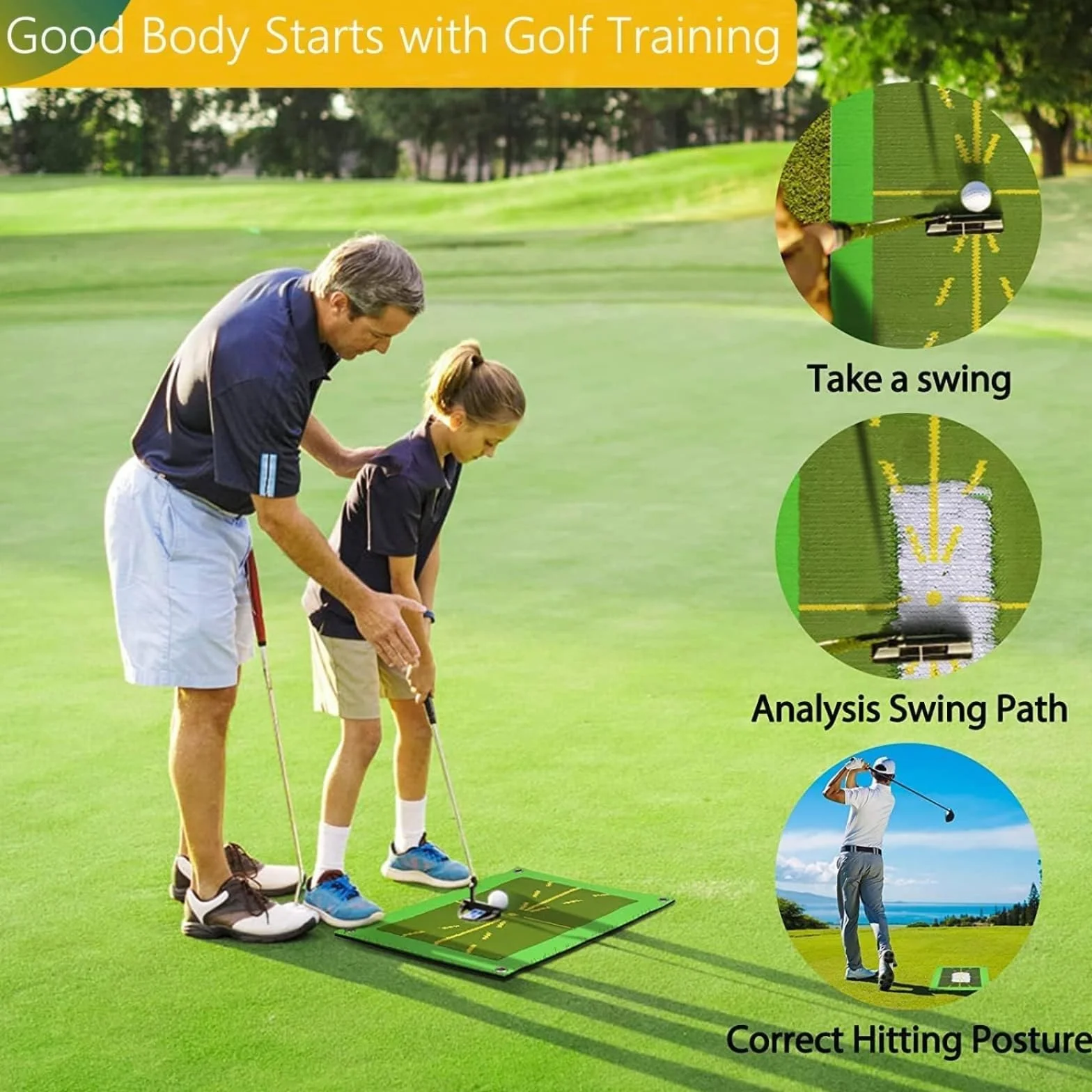 Alfombra de Golf con Bolsillo Negro 10pcs Mat de Entrenamiento para Interior