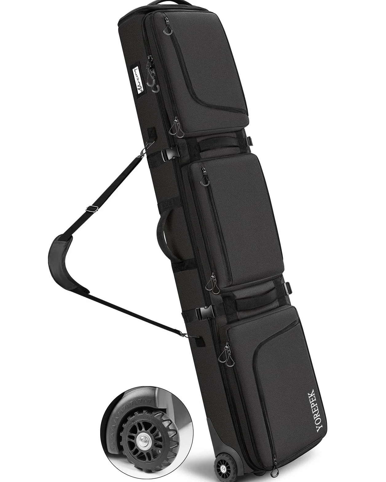 YOREPEK Funda Esquis Acolchada con Ruedas Expansible Impermeable 6 Bolsillos para Viaje Aéreo