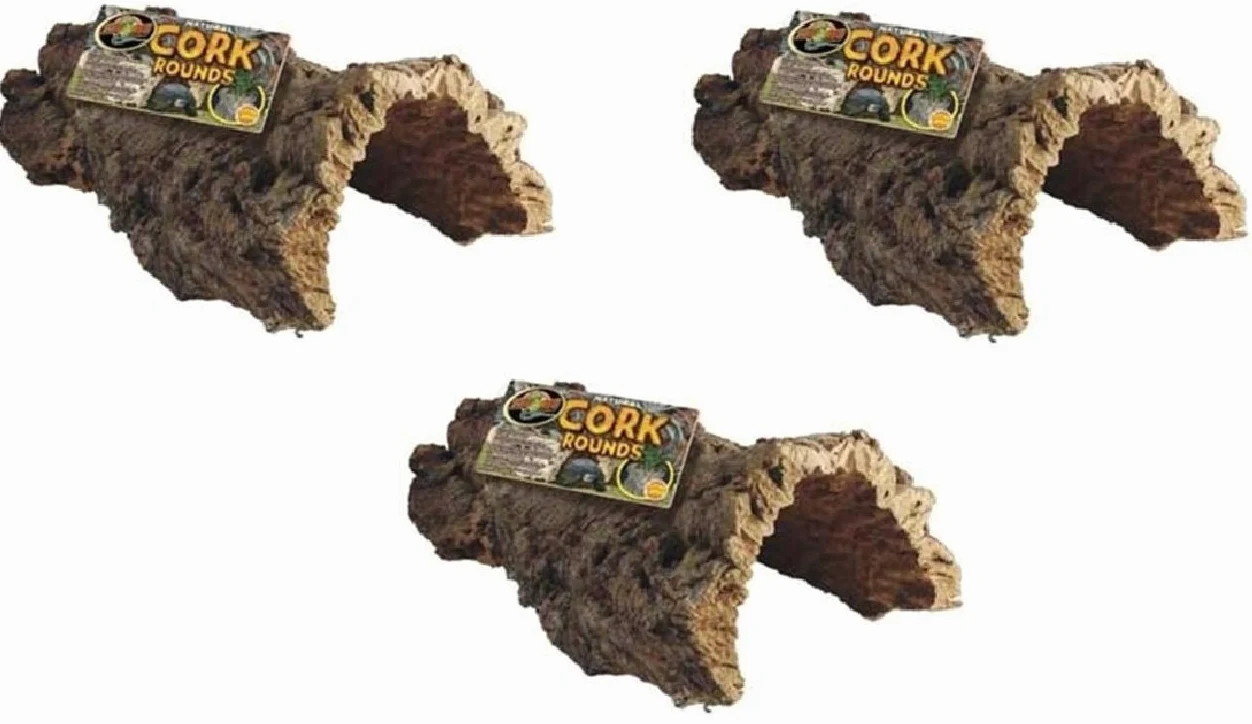 Zoo Med Natural Cork Bark Round Log Large for Reptile Terrariums - 3 Pack