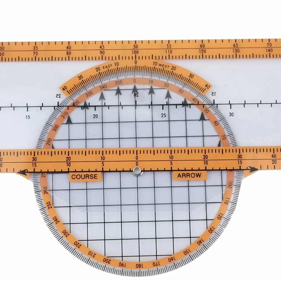Plotter de navegación de aviación ABS transparente 360° regla deslizante para planificación de vuelo