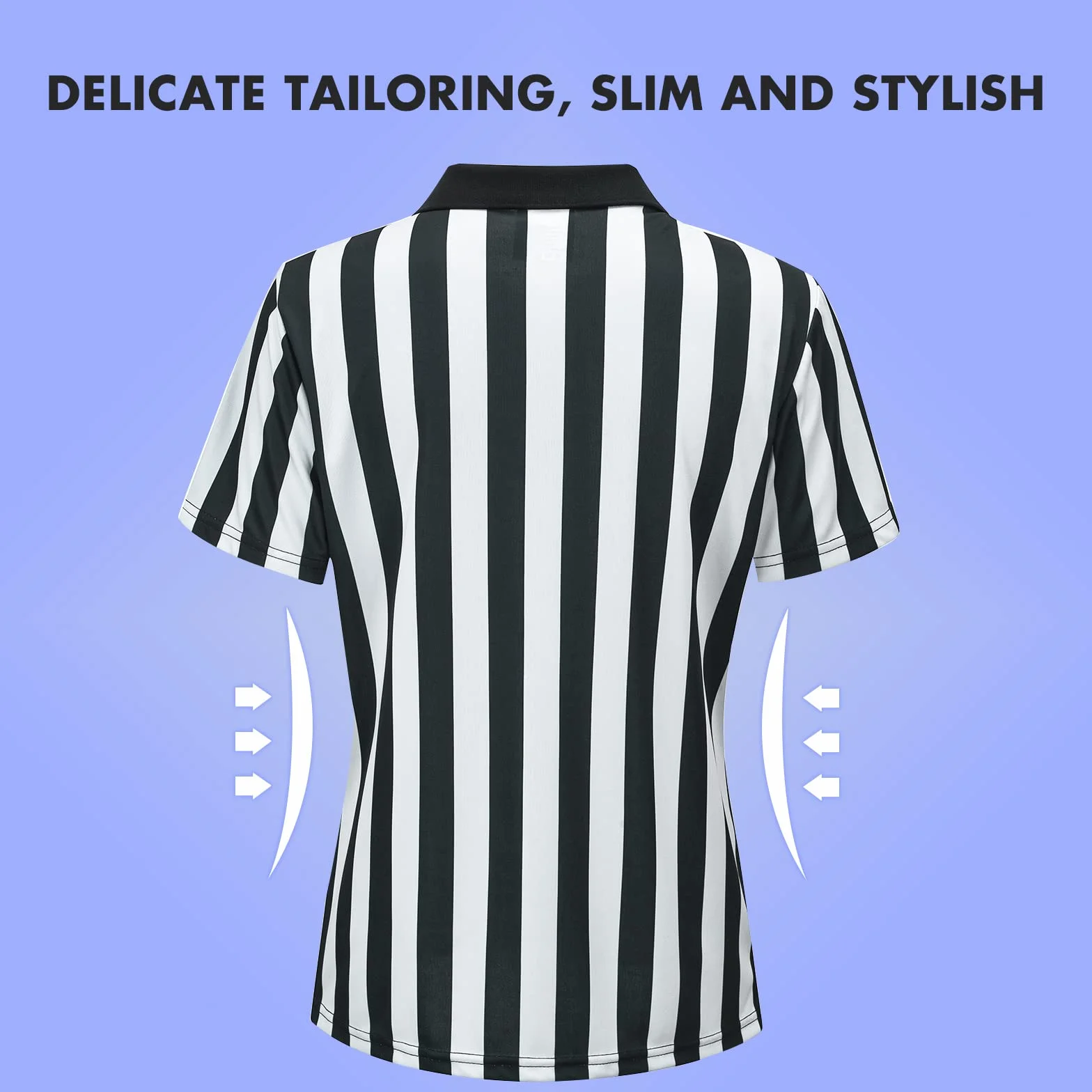 Camiseta oficial de árbitro rayas blancas y negras para mujer cuello cremallera silbato bandera amarilla baloncesto fútbol