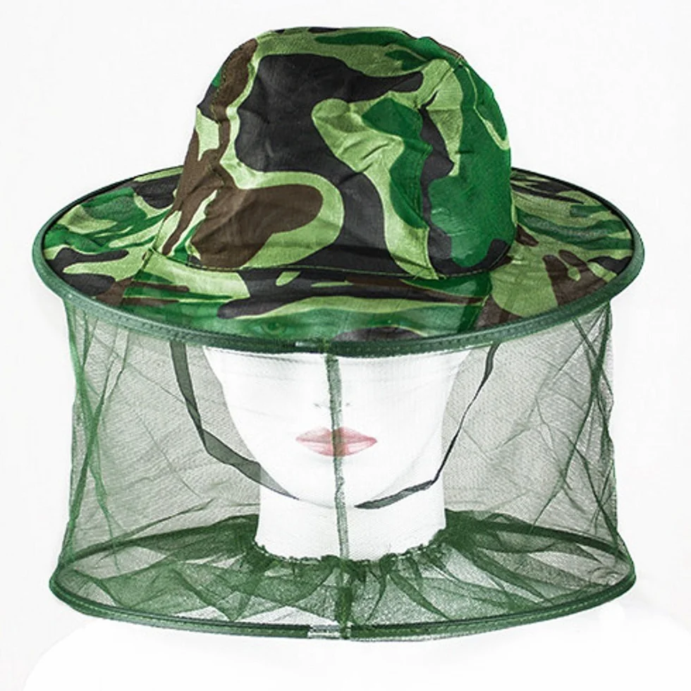 Camuflaje Máscara Anti-Mosquito Apicultura con Cabeza Net Malla Cara Protección Equipo de Pesca al Aire Libre