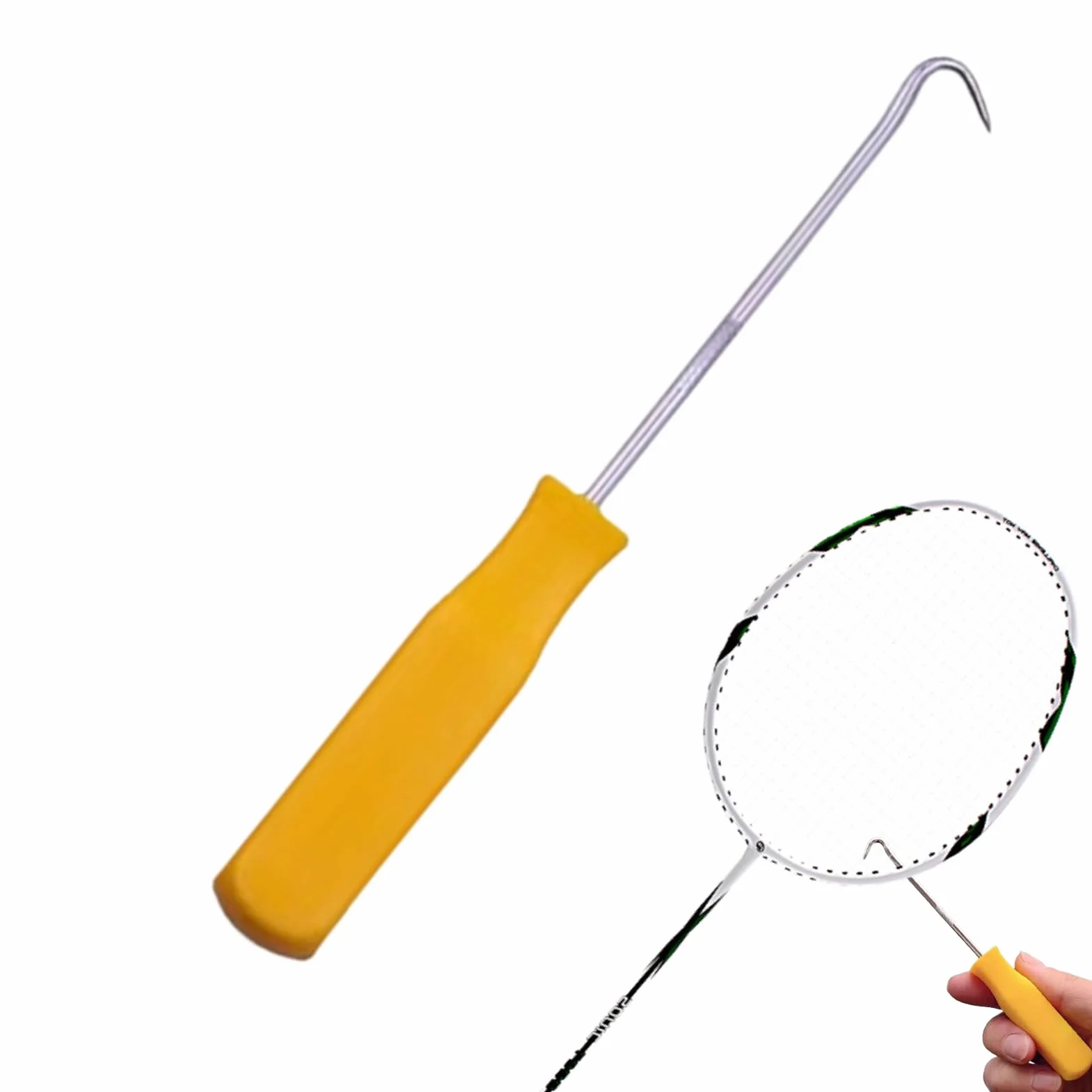 Kit de Encordar Raquetas de Tenis: Gancho para Enhebrar, Extractor de Punzón Recto, Duradero, Agarre de Precisión