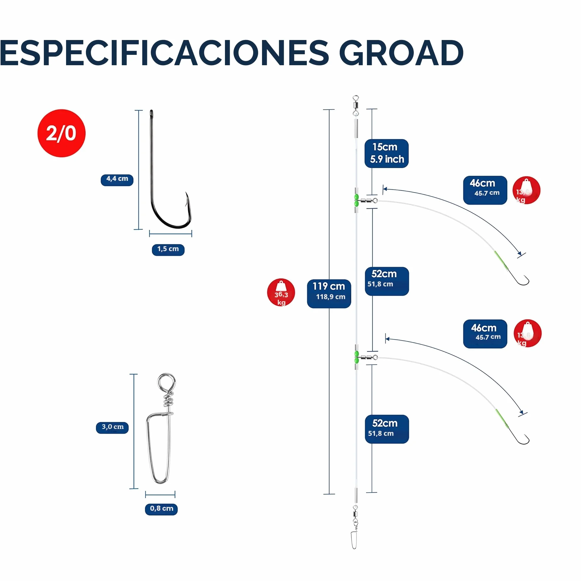 Plataformas de Pesca de Mar Anzuelos Púas Aleta Tamaños 1 2/0 para Platija