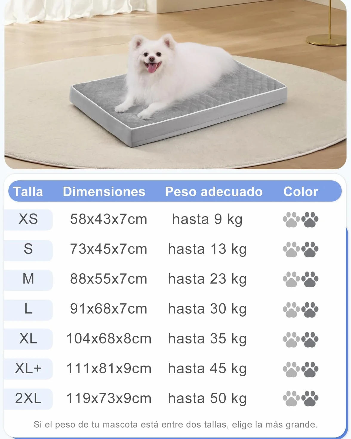 KSIIA Cama para Perros Medianos Ortopédica, Colchón Perro Lavable, Colchoneta Perro Impermeable, Dog Bed con Funda Extraíble, Gris, 88x55x7cm