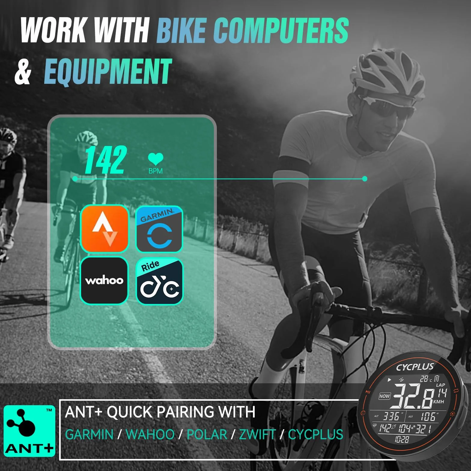 CYCPLUS Brazalete Cardio-frecuencia Monitor HR Bluetooth 5.1 IP67 Impermeable