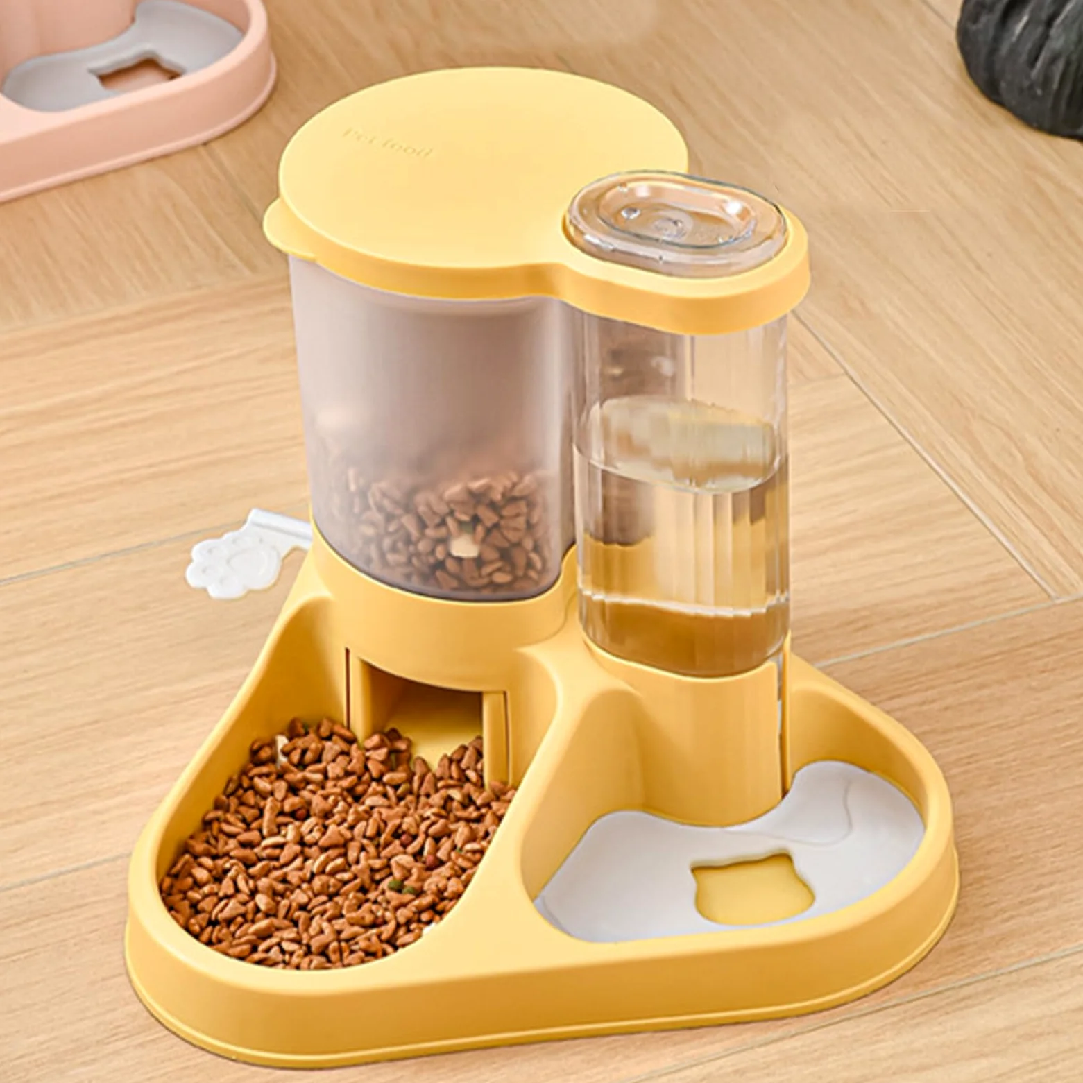 Comedero y Bebedero automático para Perros, dispensador de alimento y Agua para Mascotas de Gran Capacidad, diseño Transparente con Base Antideslizante para Perros, Gatos y
