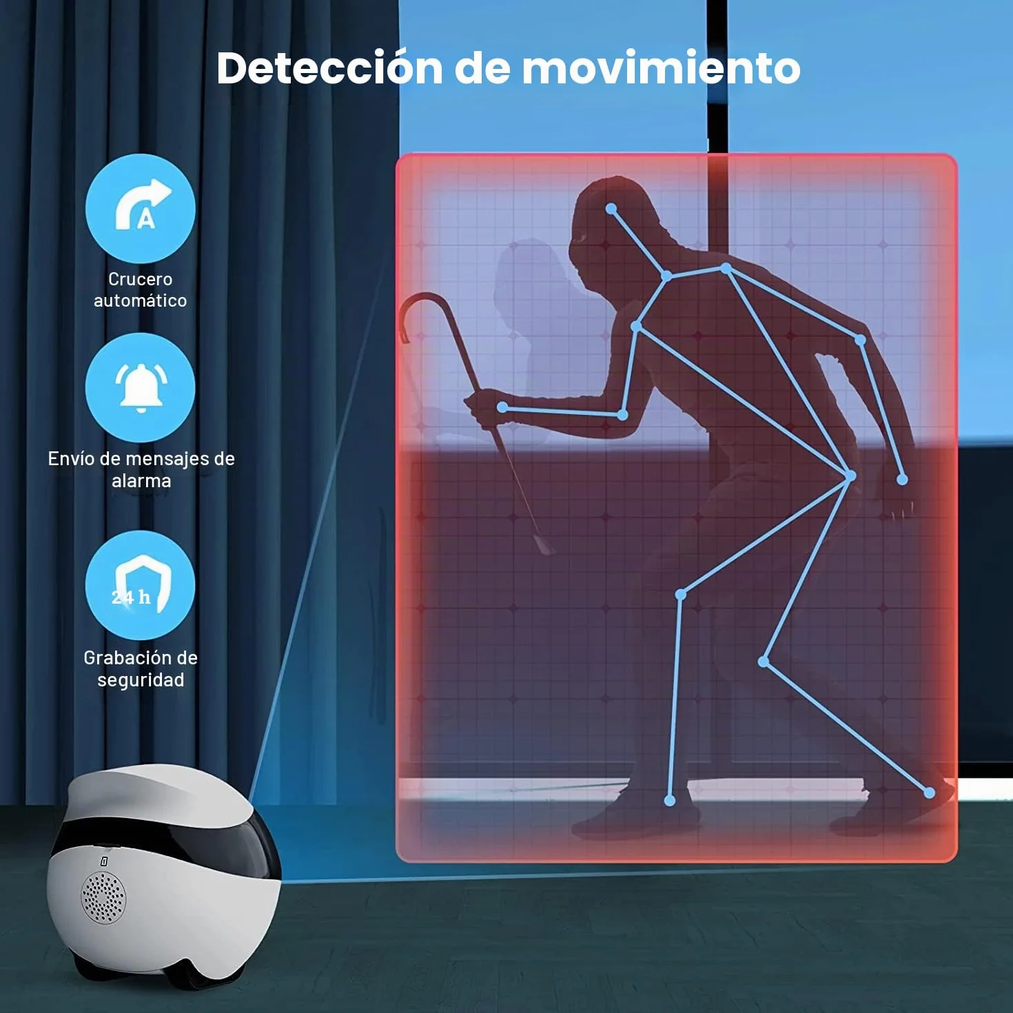 Enabot Móvil Cámara de Vigilancia WiFi Interior inalámbrica,1080P FHD Cámaras de Vigilancia,Visión Nocturna,Audio Bidireccional,Detección de Movimiento,Control Remoto,óptima para Bebé/Mascota/Anciano