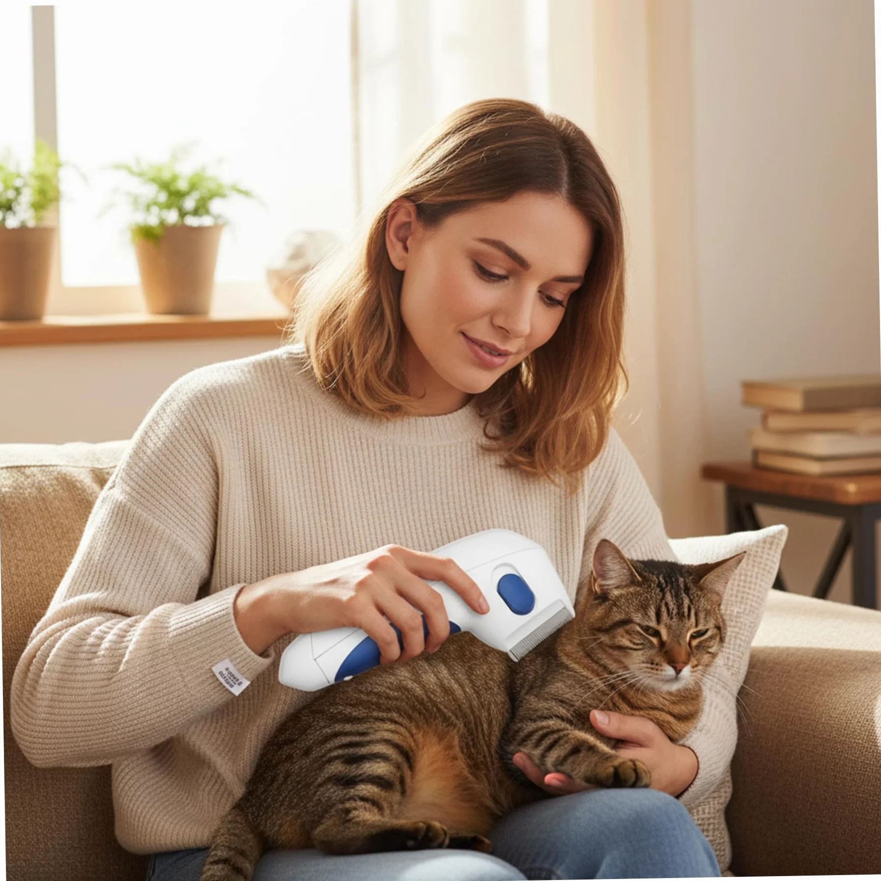 Peine antipulgas eléctrico para gatos y perros, cepillo antipulgas suave y cargado, limpiador piojos eficaz para mascotas de pelo largo corto, herramienta de aseo segura para el cuidado de m