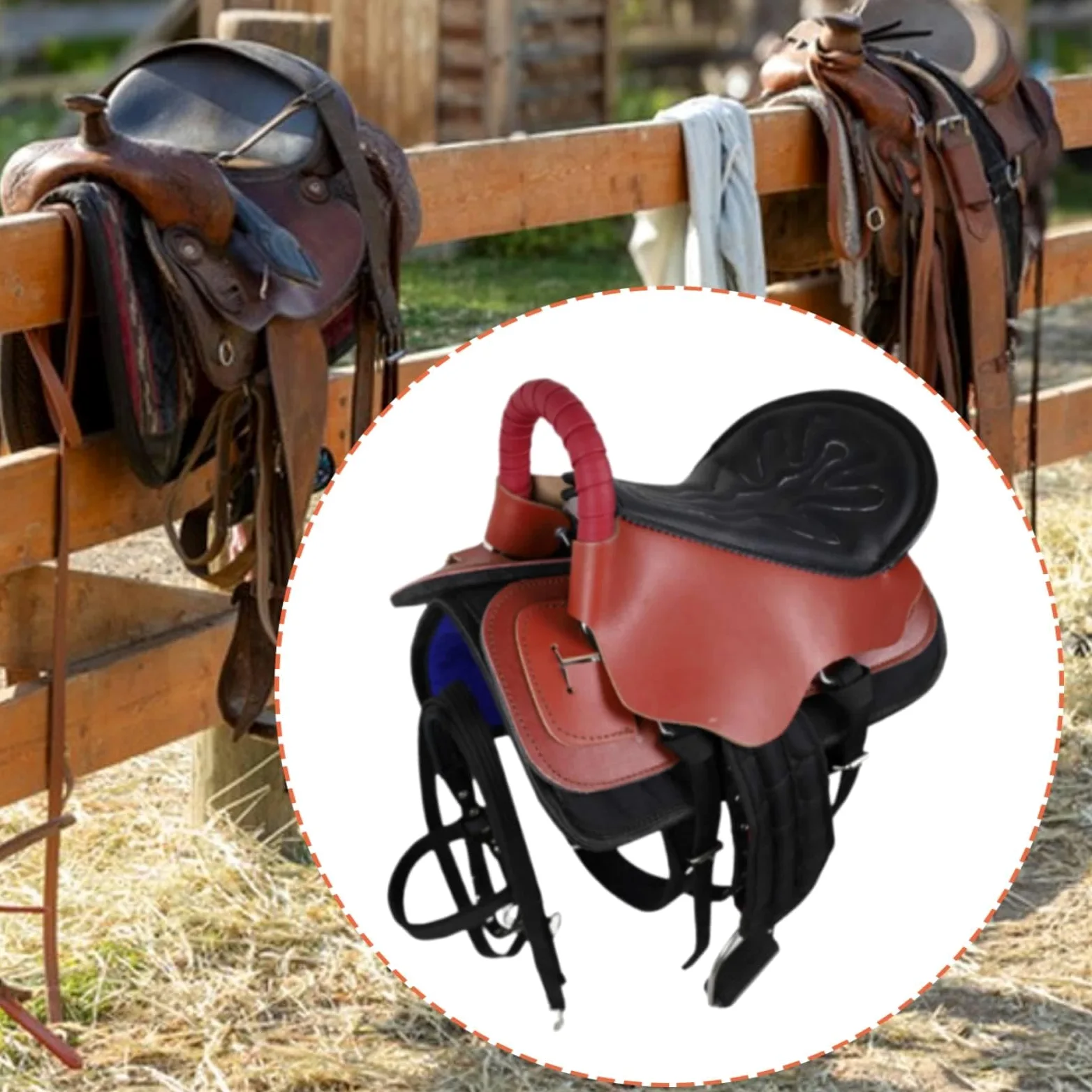 MERIGLARE Juego de Silla de Montar para Caballo, Asiento para Montar, Resistente Al Desgaste, Accesorio Deportivo, Cómodo, Fácil de Instalar, Equipo E