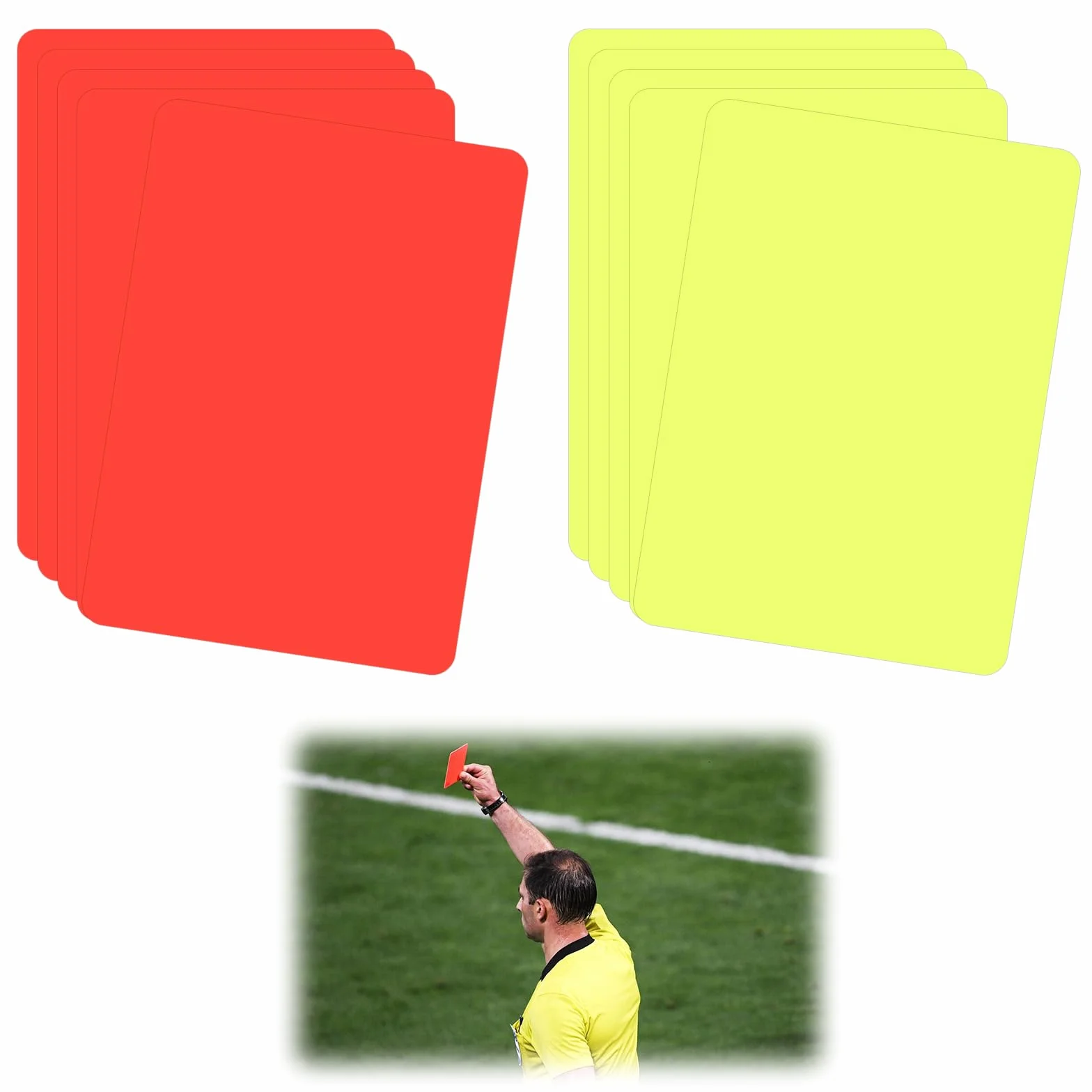 Tarjetas Arbitro Futbol PVC Amarillas Rojas 8x10.5 cm Impermeables Juego