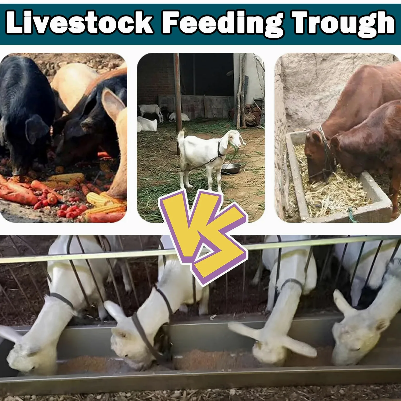 Comedero portátil de Gran Capacidad para heno, Ideal para ovejas, Caballos, Cerdos y Ganado. Comedero y Bebedero Duradero para Animales, Que Permite una alimentación eficiente y Reduce el de