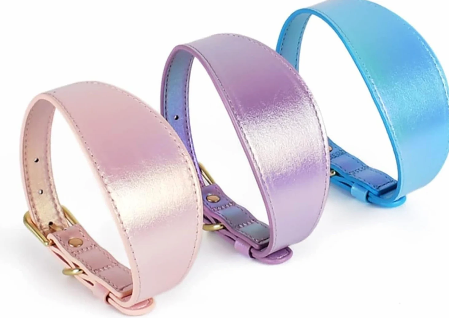 Collar Reflectante de Cuero sintético de Colores for Perros, Suave, Ancho y Resistente al Agua, Personalizado. ，Collar de Perro(Blue,M)
